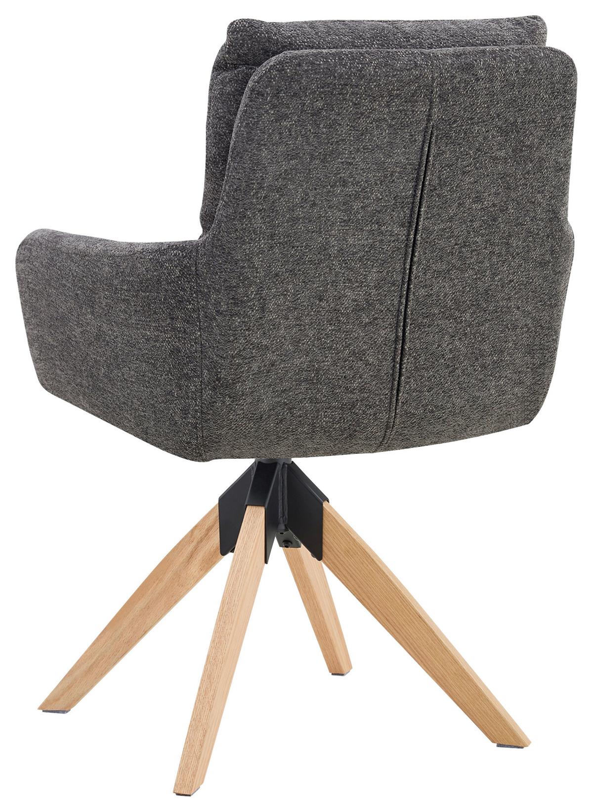 Armlehnstuhl Malik grau, Sitzflä. 360° drehbar - Naturfarben/Grau, KONVENTIONELL, Holz/Textil (59/92/63cm) - Livetastic
