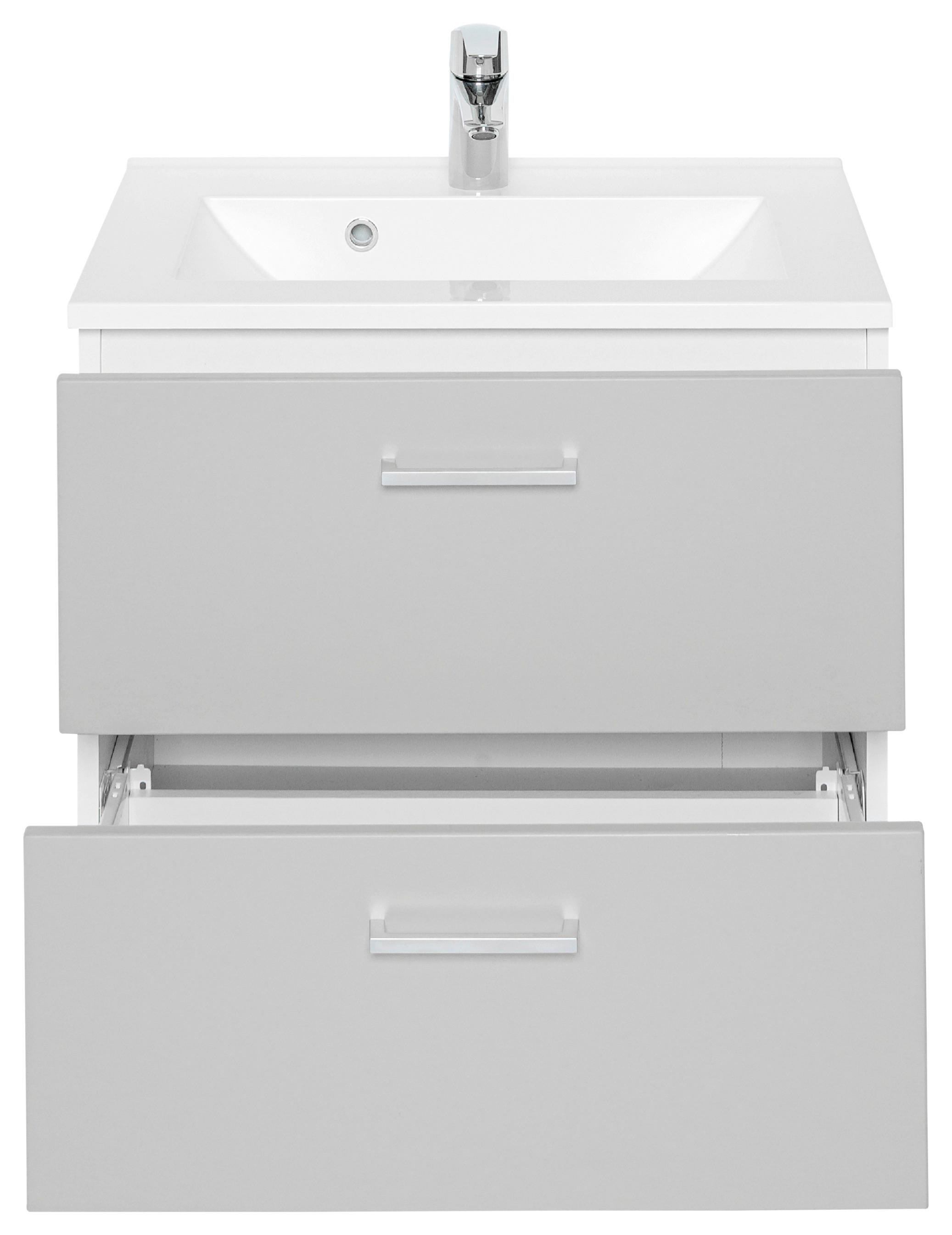 Waschtischkombi Riga Grau/Weiß B: 60 cm - Weiß/Grau, MODERN, Holzwerkstoff/Stein (60cm) - Held