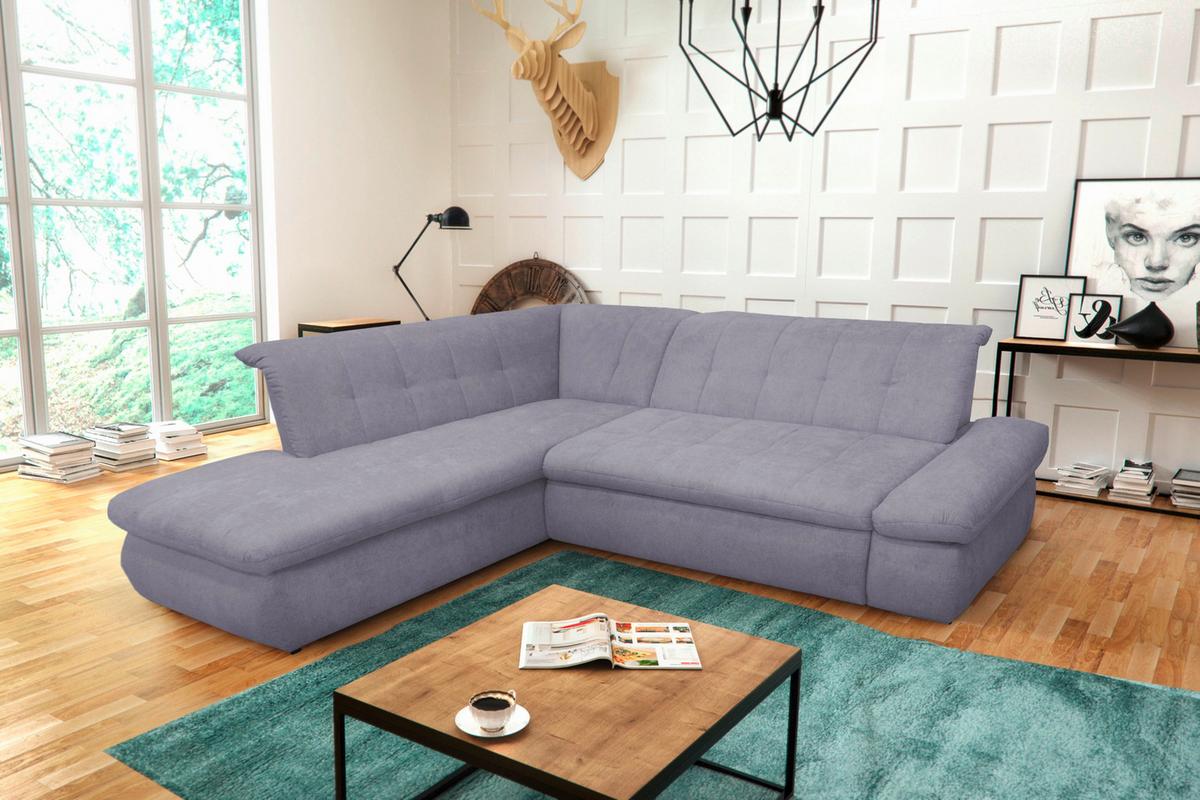 Ecksofa Mit Armteilverstellung Moric Grau Mikrofaser - Chromfarben/Grau, KONVENTIONELL, Textil (216/273cm) - MID.YOU