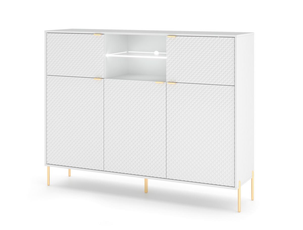Komoda DIAMOND - biela/zlatá, Design, kov/kompozitné drevo (154/125,9/42cm) - MID.YOU