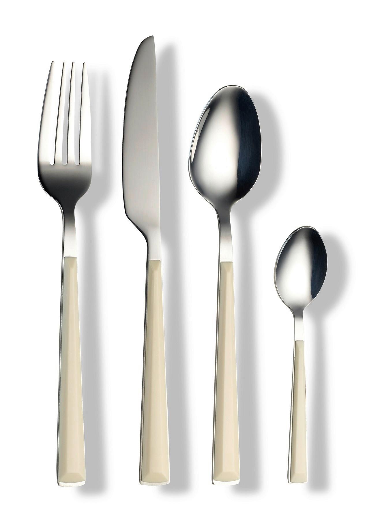 Besteckset 24-teilig Für 6 Personen - Silberfarben/Creme, Basics, Metall - Echtwerk