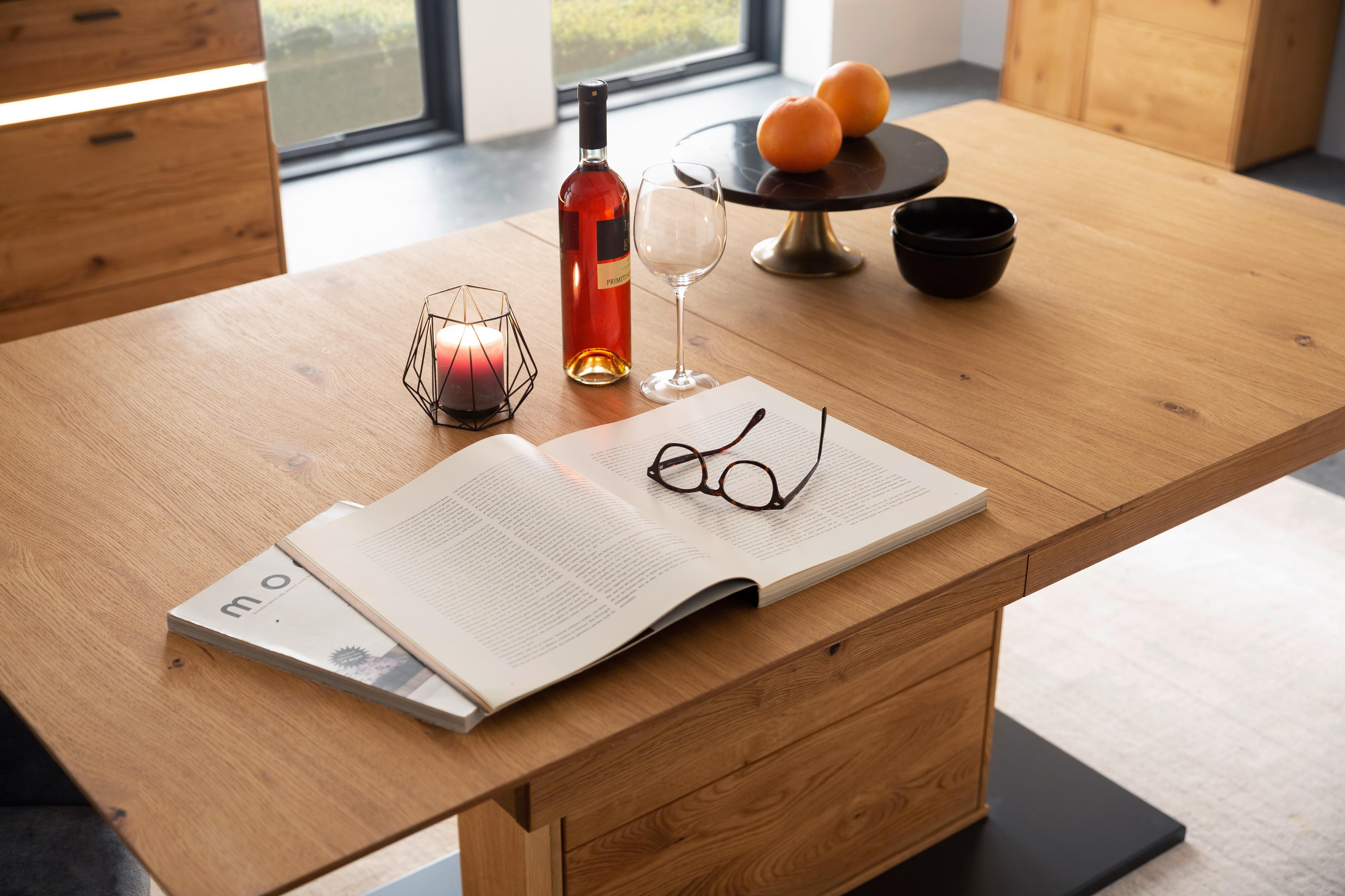 Esstisch Ausziehbar Wildeiche Como 180-230/100 Cm - Wildeiche/Anthrazit, Natur, Holz/Holzwerkstoff (180-230/100/77cm) - MID.YOU