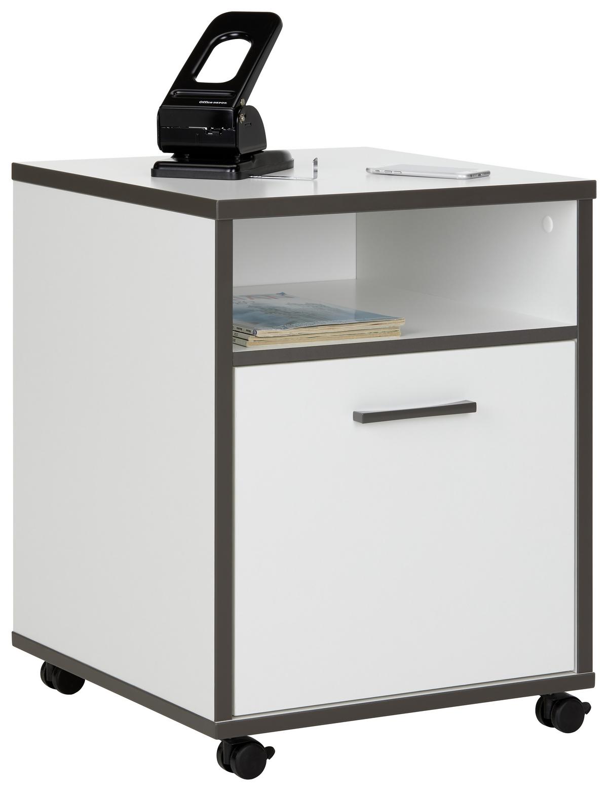 POJÍZDNÝ KONTEJNER KEFLAVIK -EXKLUSIV- - šedá/bílá, Moderní, kov/kompozitní dřevo (49,8/64,6/52,2cm) - Mömax