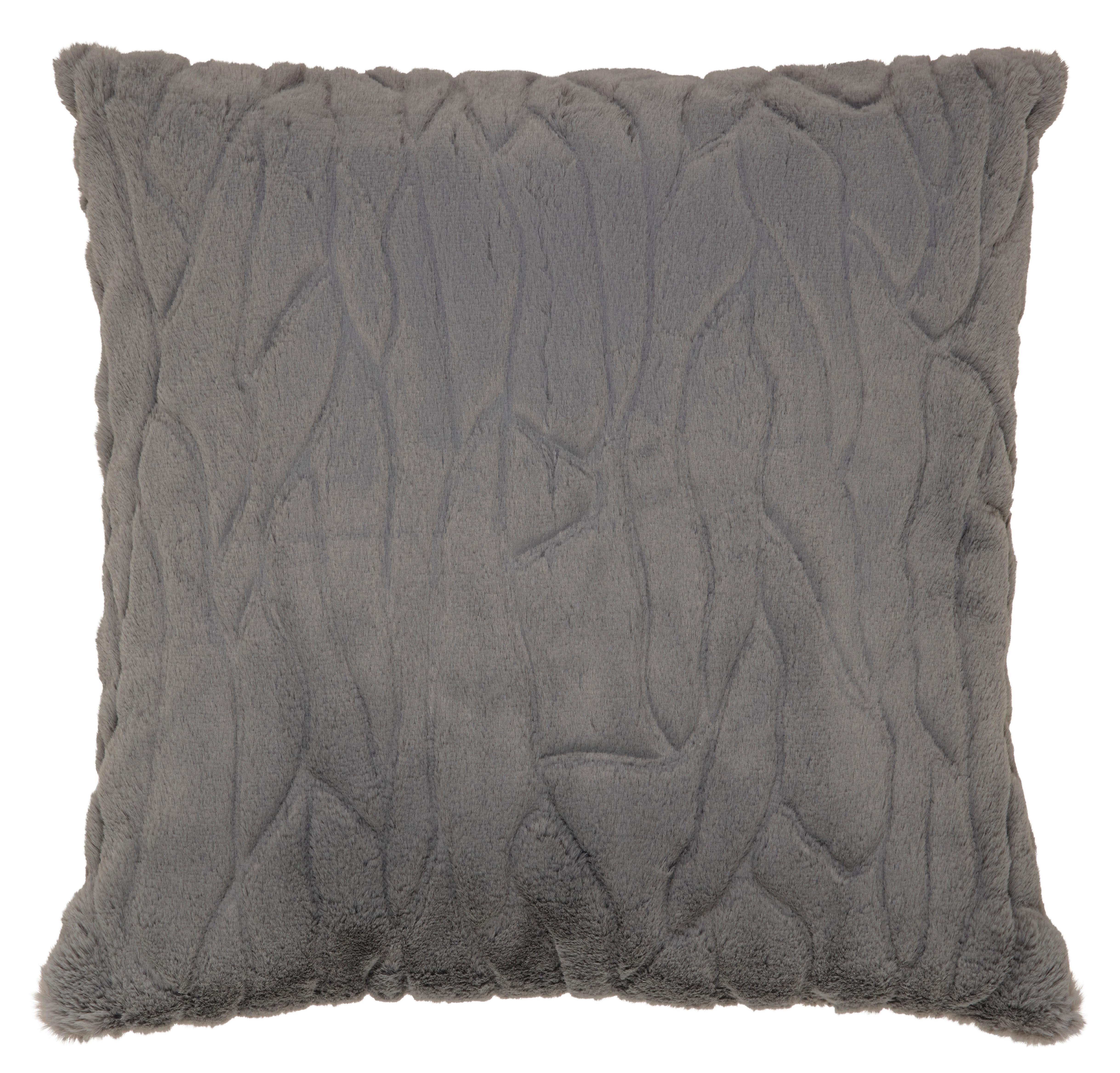 Kožušinový Vankúš Kathrin, 45/45cm, Sivá - sivá, Konvenčný, textil (45/45cm) - Premium Living