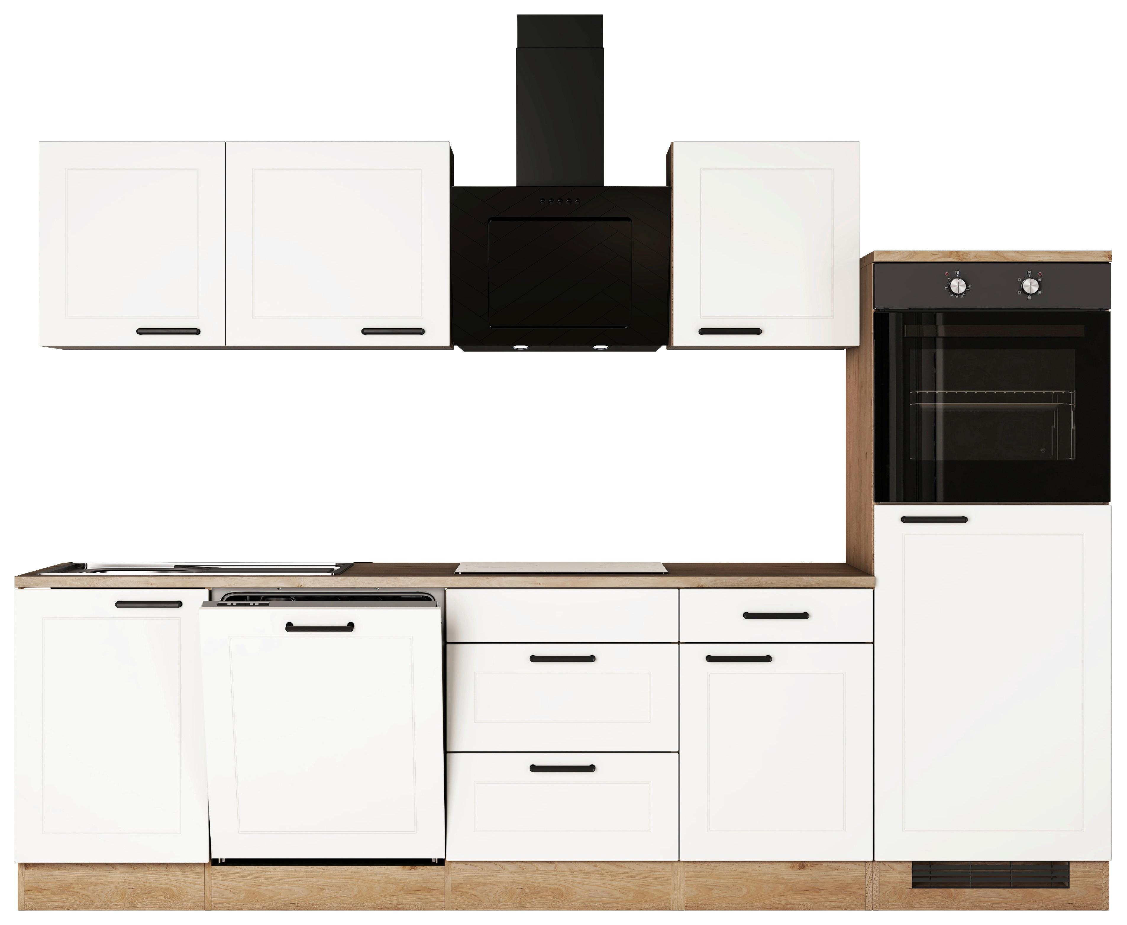 Küchenblock Julia Eiche/Weiß B: 280 cm - Eichefarben/Weiß, Basics, Holzwerkstoff (280cm) - FlexWell