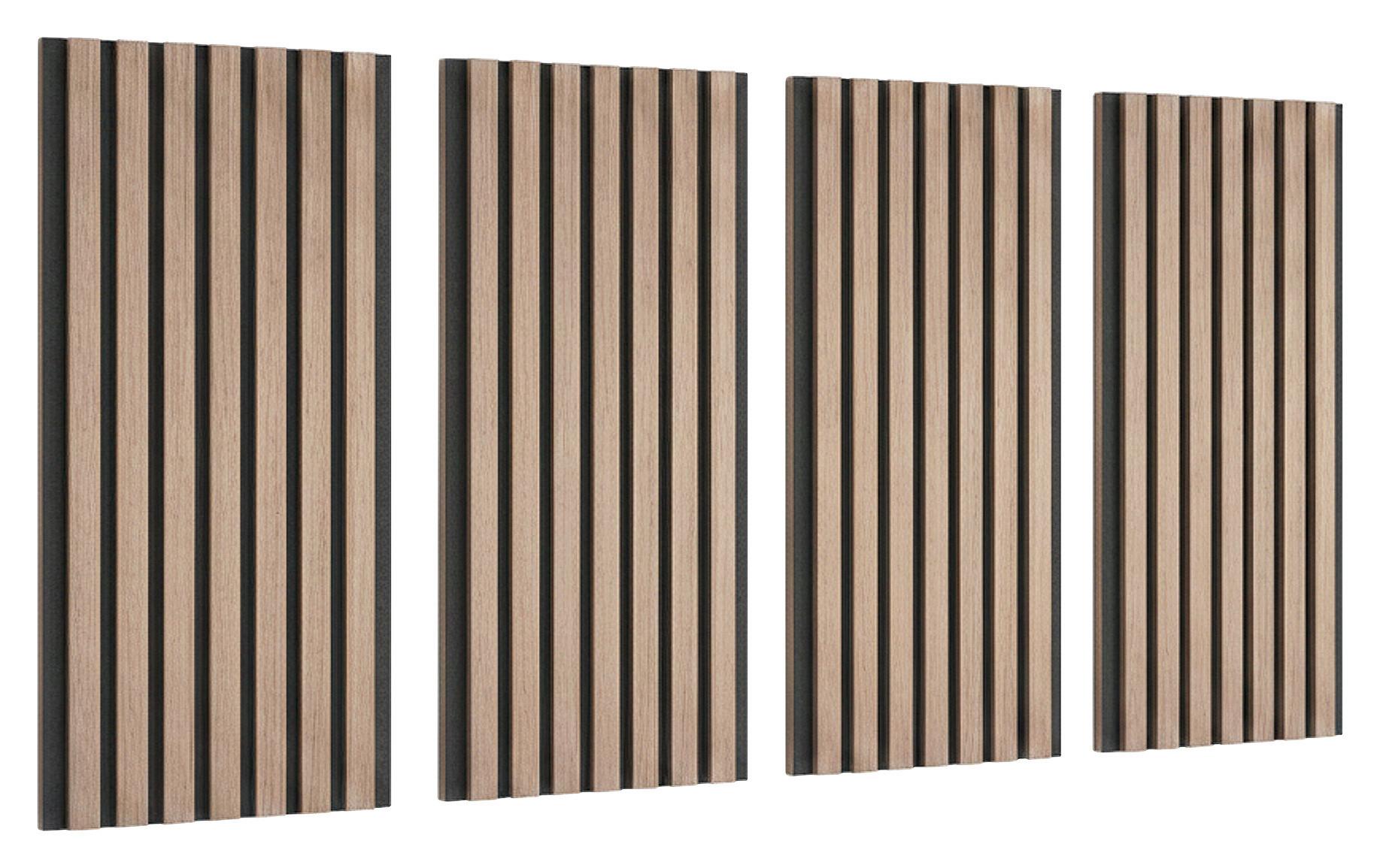 Akustický panel farba orech, 4 ks/sada - farba vlašského orecha, Modern, drevo/kompozitné drevo (60,5/28/1,2cm) - Mömax
