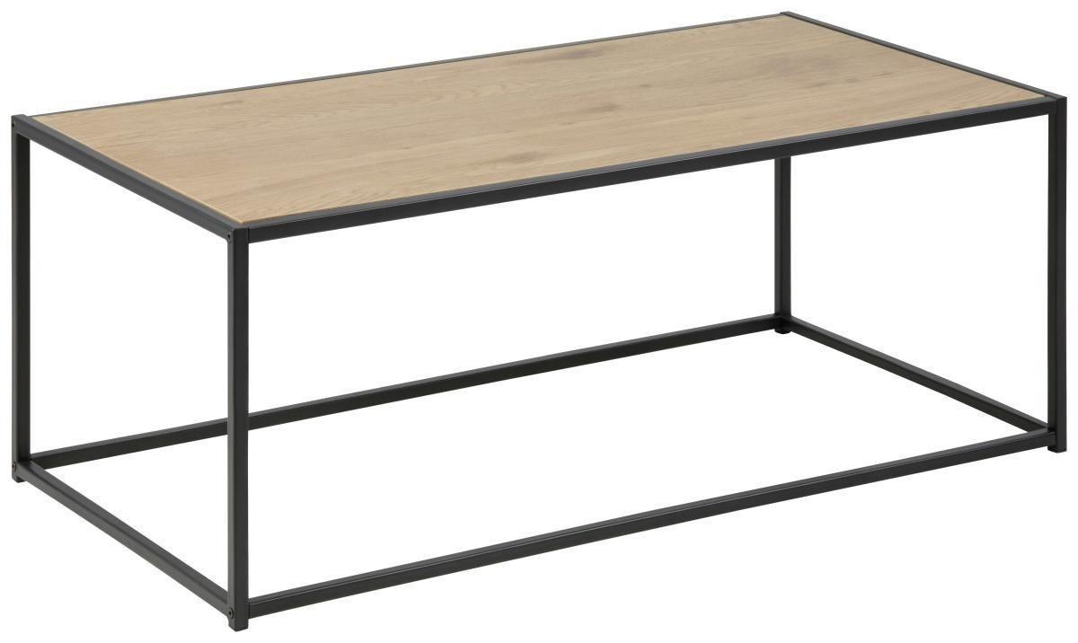 Couchtisch Seaford, Wildeiche/schwarz - Eichefarben/Schwarz, Trend, Holzwerkstoff/Metall (100/50/40cm) - MID.YOU