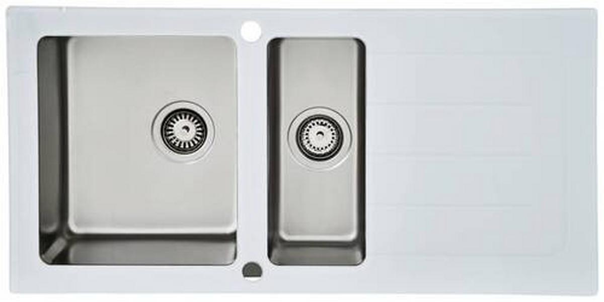 Spüle Respekta Edelstahl Bxt: 100x50 Cm - Weiß, Trend, Glas/Metall (100/21/50cm) - Respekta