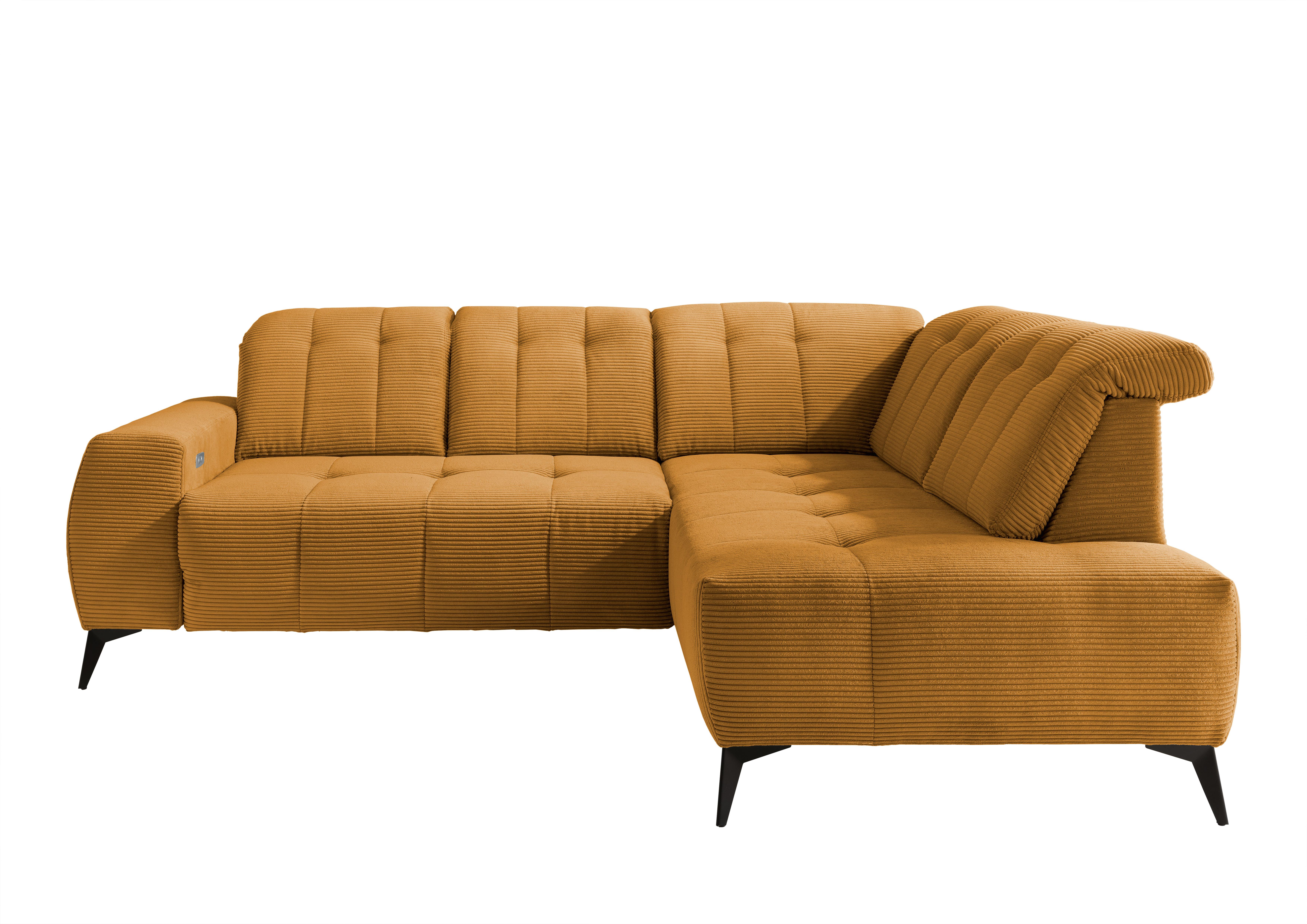 Ecksofa mit USB Anschluss Sano, Goldfarben,s: 261x200 cm - Goldfarben/Schwarz, MODERN, Textil (261/200cm) - Livetastic