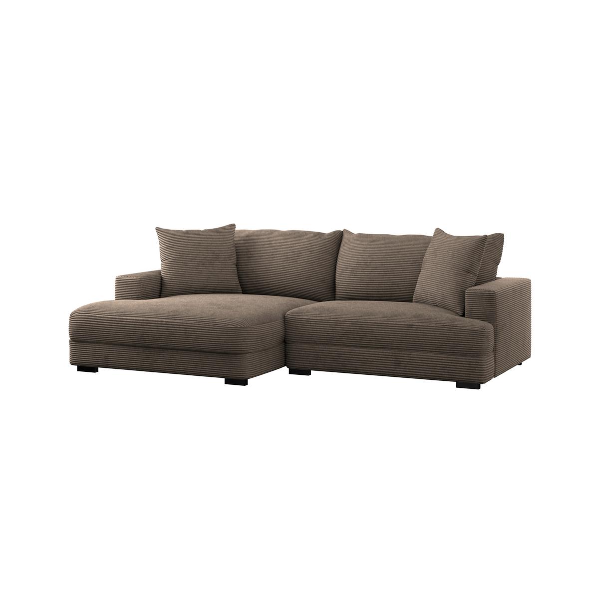 Ecksofa Pelle m. Kissen hellbraun Cord 180x265cm - Hellbraun/Schwarz, MODERN, Textil (180/265cm)