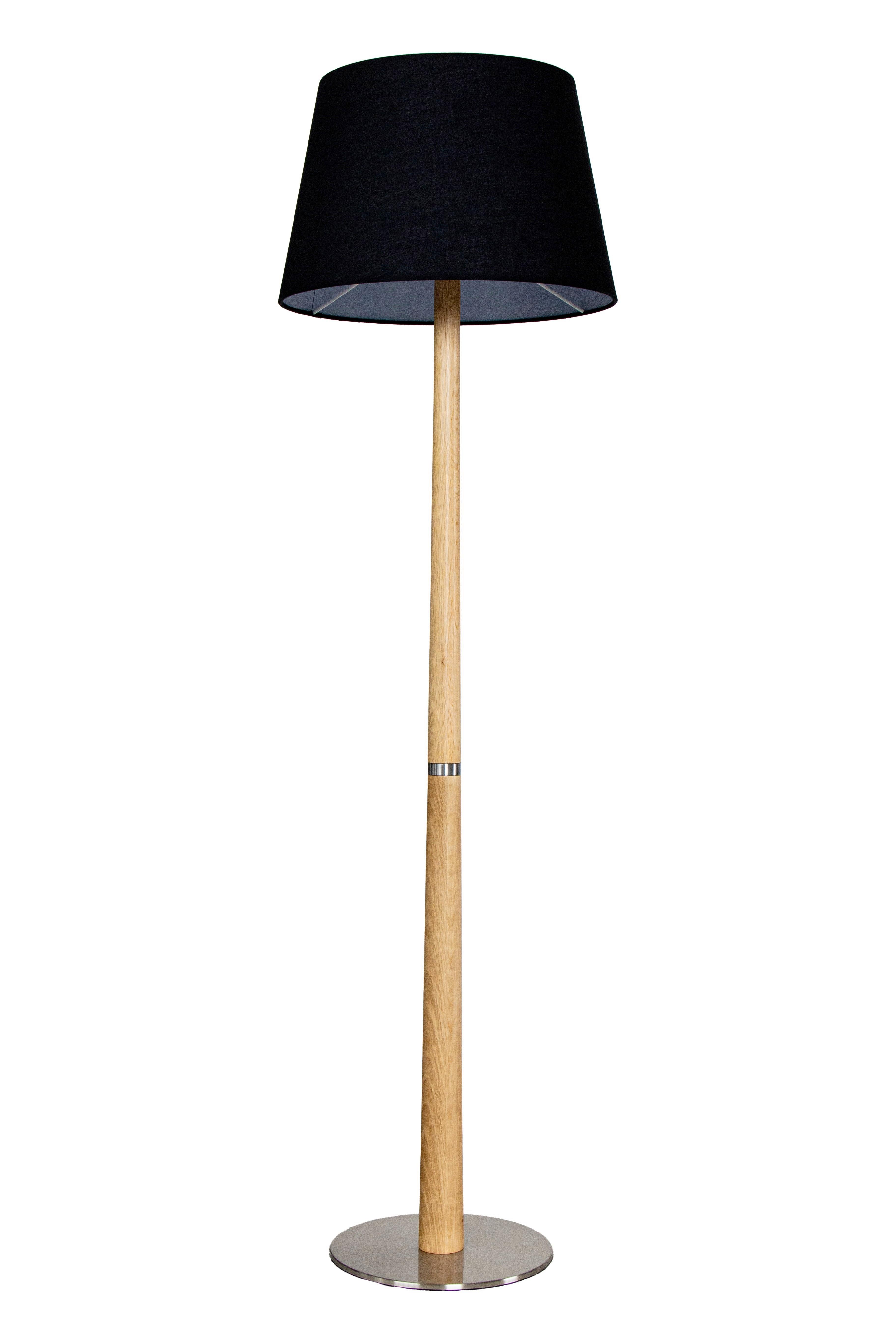 Stehleuchte Timber Schwarz Nickelfarben D: 40 cm - Eiche Bianco/Schwarz, Natur, Holz/Textil (40/150cm) - Brilliant