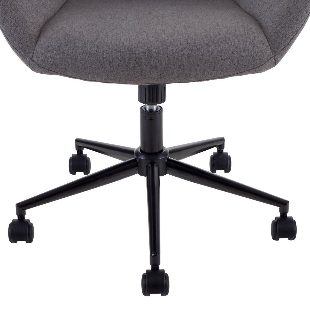 Drehstuhl Bridge Mit Rollen Und Armstützen Grau - Schwarz/Grau, MODERN, Textil/Metall (63/81-89/62cm) - MID.YOU