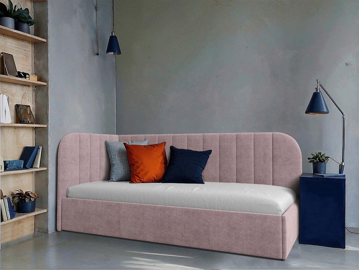 Polsterbett Millow Links Rosa Lf: 90x200 cm - Schwarz/Rosa, MODERN, Holz/Holzwerkstoff (90/200cm) - MID.YOU