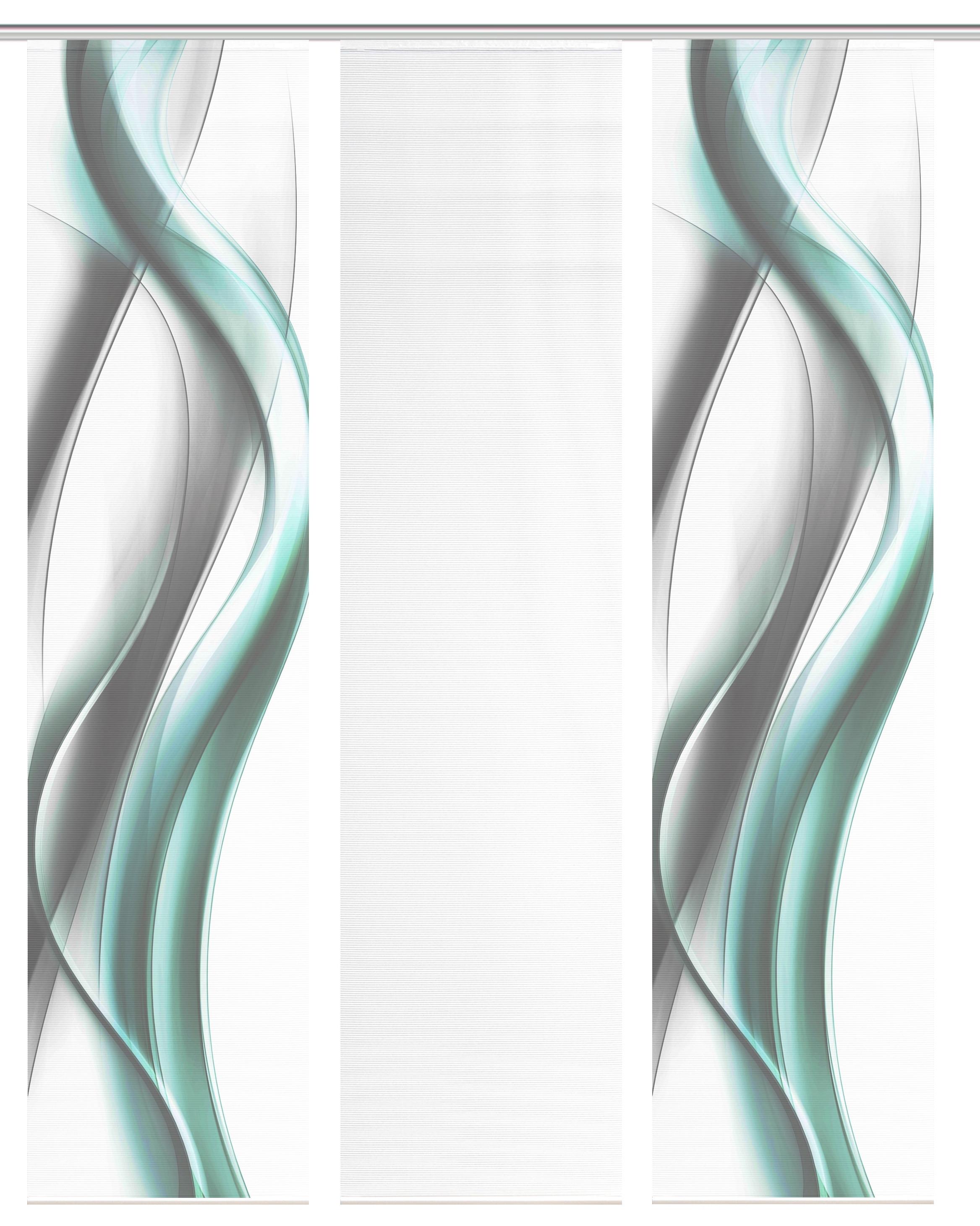 Flächenvorhang Cara 3er Set - Weiß/Grau, Design, Textil (60/260cm)