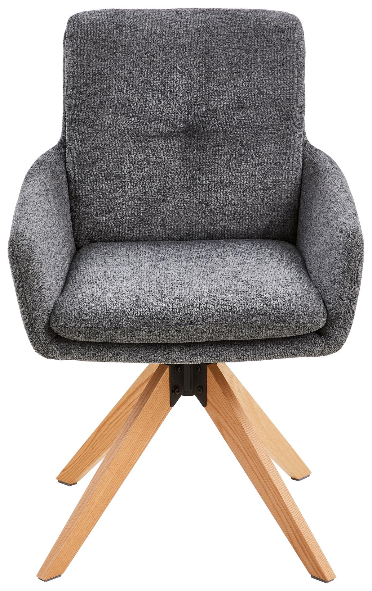 Armlehnstuhl Slide Grau B: 58 cm - Eichefarben/Grau, MODERN, Holz/Textil (58/91/63,5cm) - Livetastic