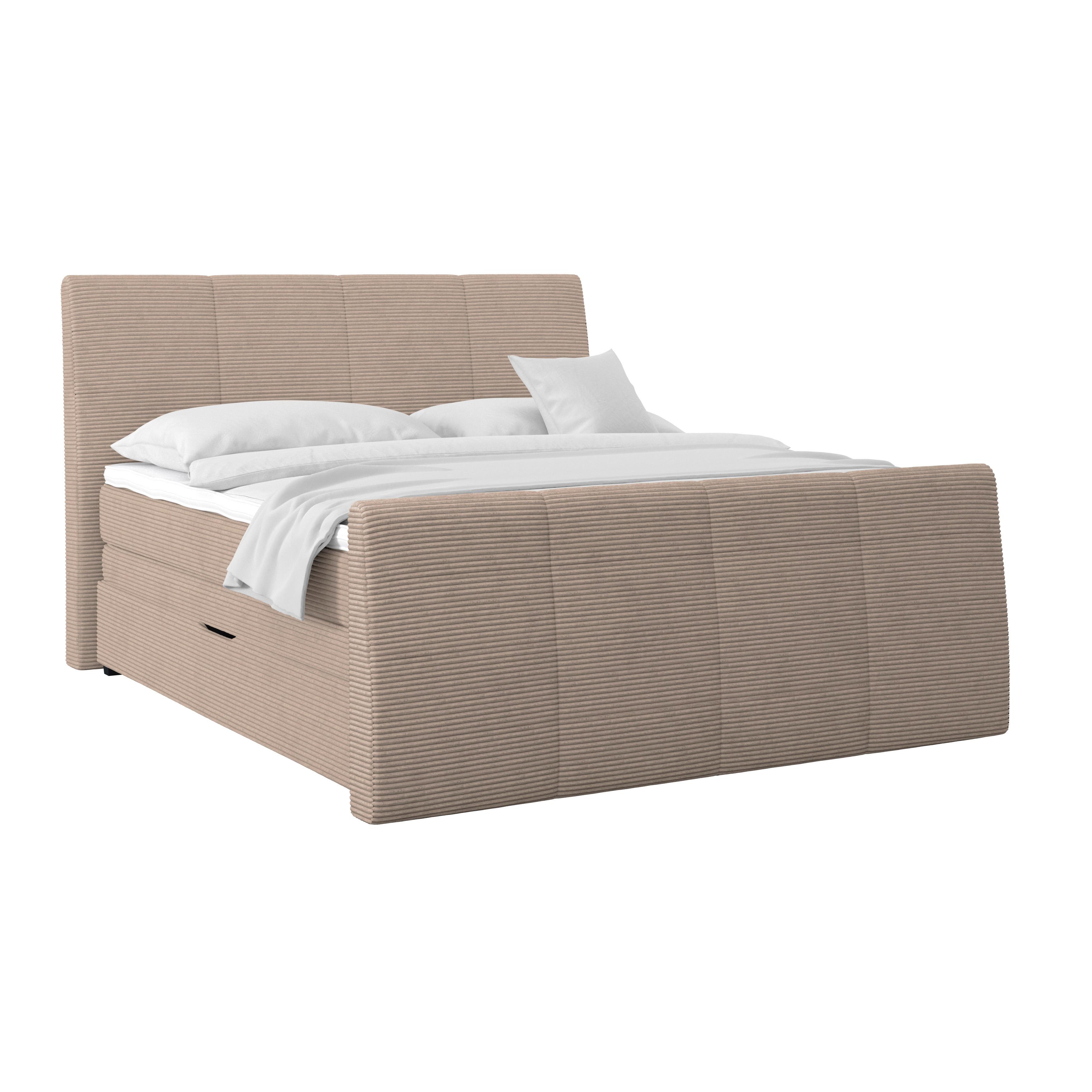 Boxspringbett Libra - Schwarz/Braun, KONVENTIONELL, Textil (160/200cm)
