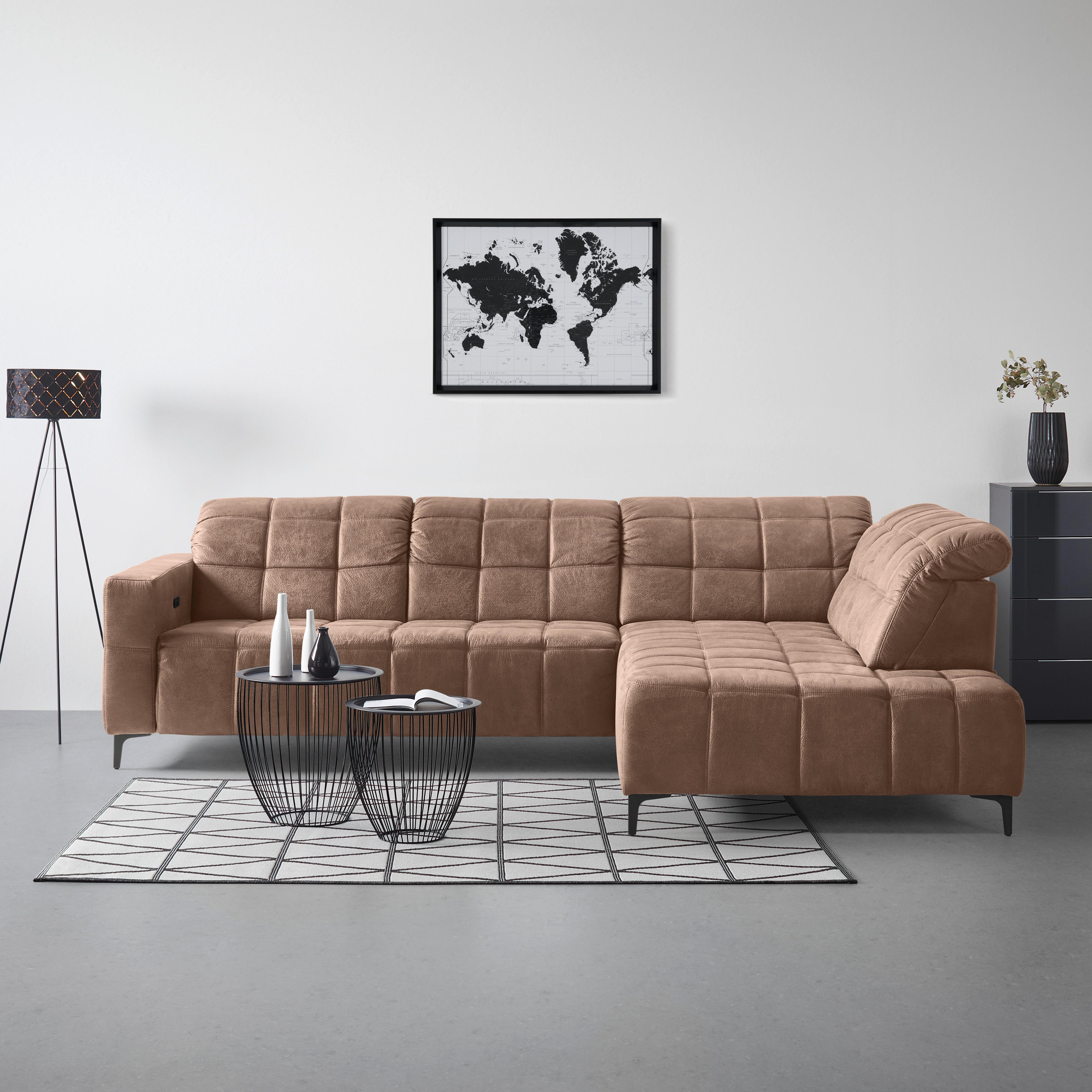 Rohová sedačka PANAMA, pravá, terracotta - černá/terracotta, Konvenční, kov/textil (304/216cm) - Premium Living