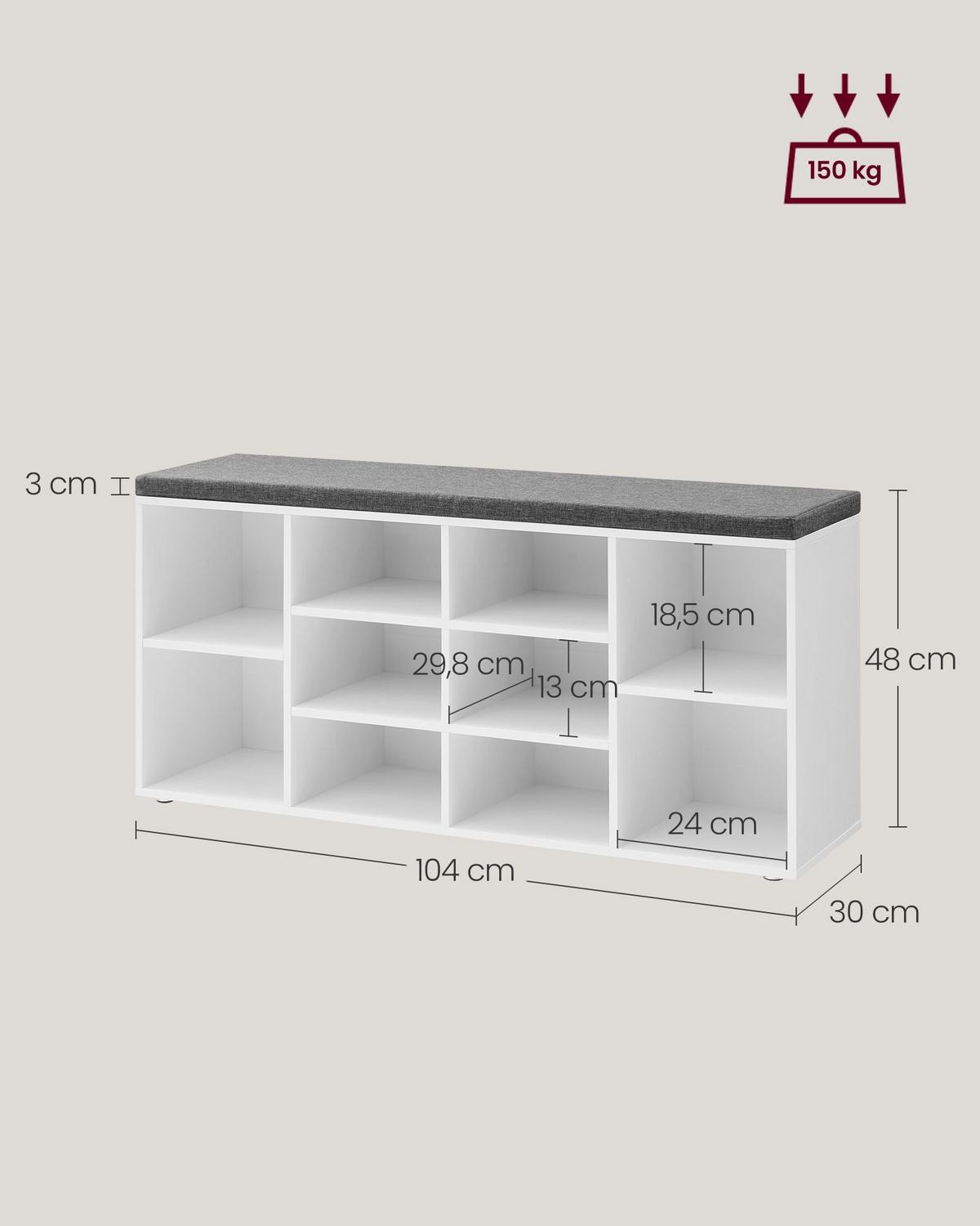 ŠATNÍ LAVICE VINTAGE - bílá/šedá, Trend, kompozitní dřevo (104/48/30cm) - Boxxx