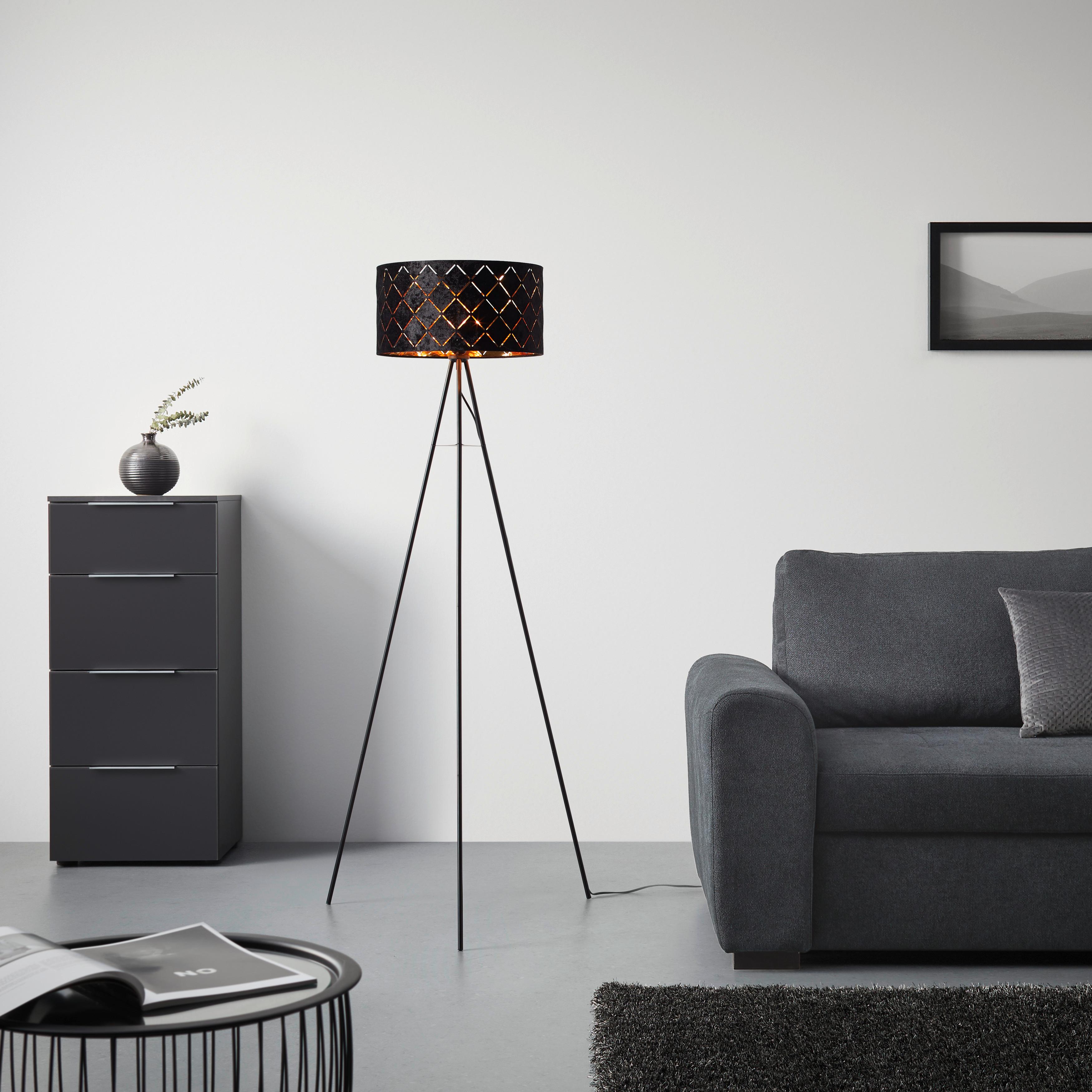 Stojacia lampa Evelyn V: 149cm, 40 Watt - čierna, Lifestyle, kov (149cm) - Mömax