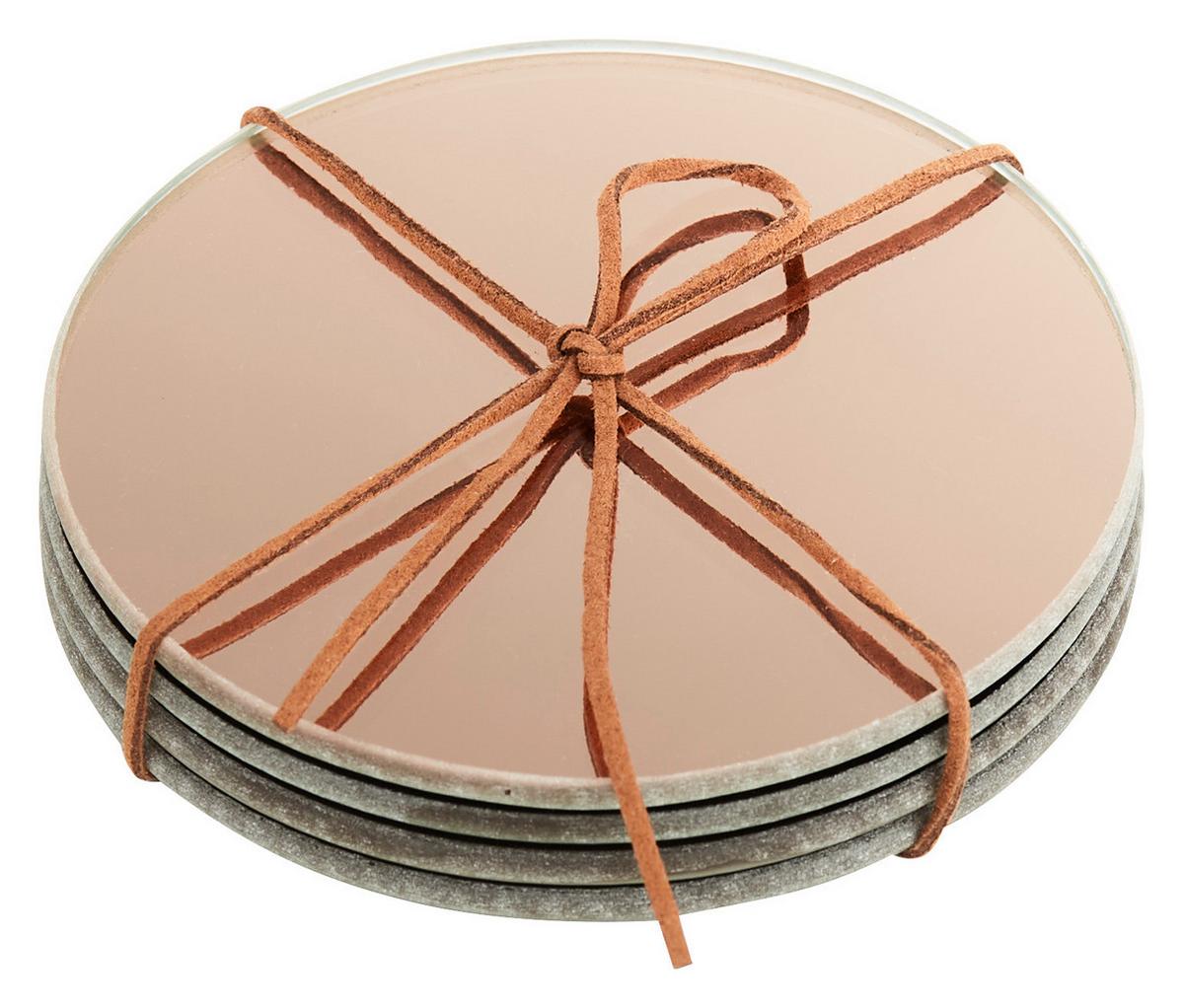 PODLOŽKA Mirror, P: 10,5cm - barva růžového zlata/barvy stříbra, sklo (10.5cm) - Trendline