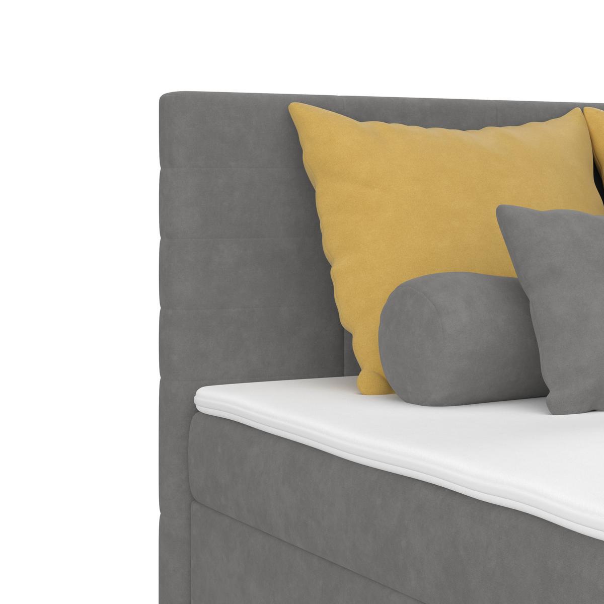 Čalúnená posteľ ADRIA 180x200 cm, tmavosivá - chrómová/tmavosivá, Konventionell, drevo/textil (180/200cm)