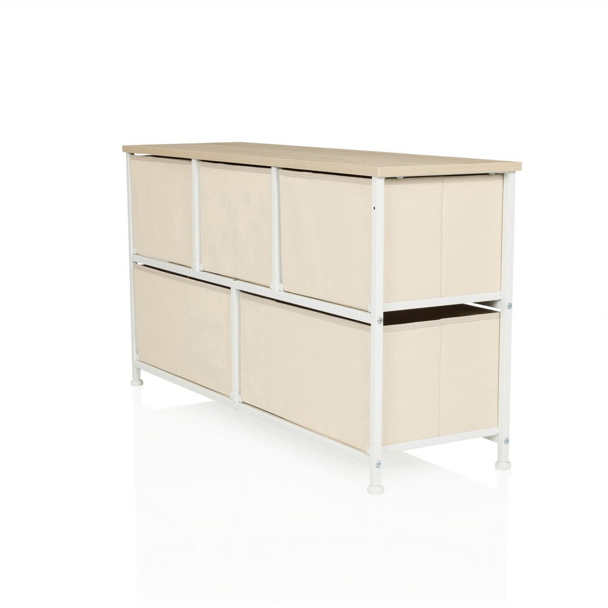 Kommode Foldar Beige B: 100 cm - Beige/Weiß, MODERN, Textil (100/55/30cm) - MID.YOU