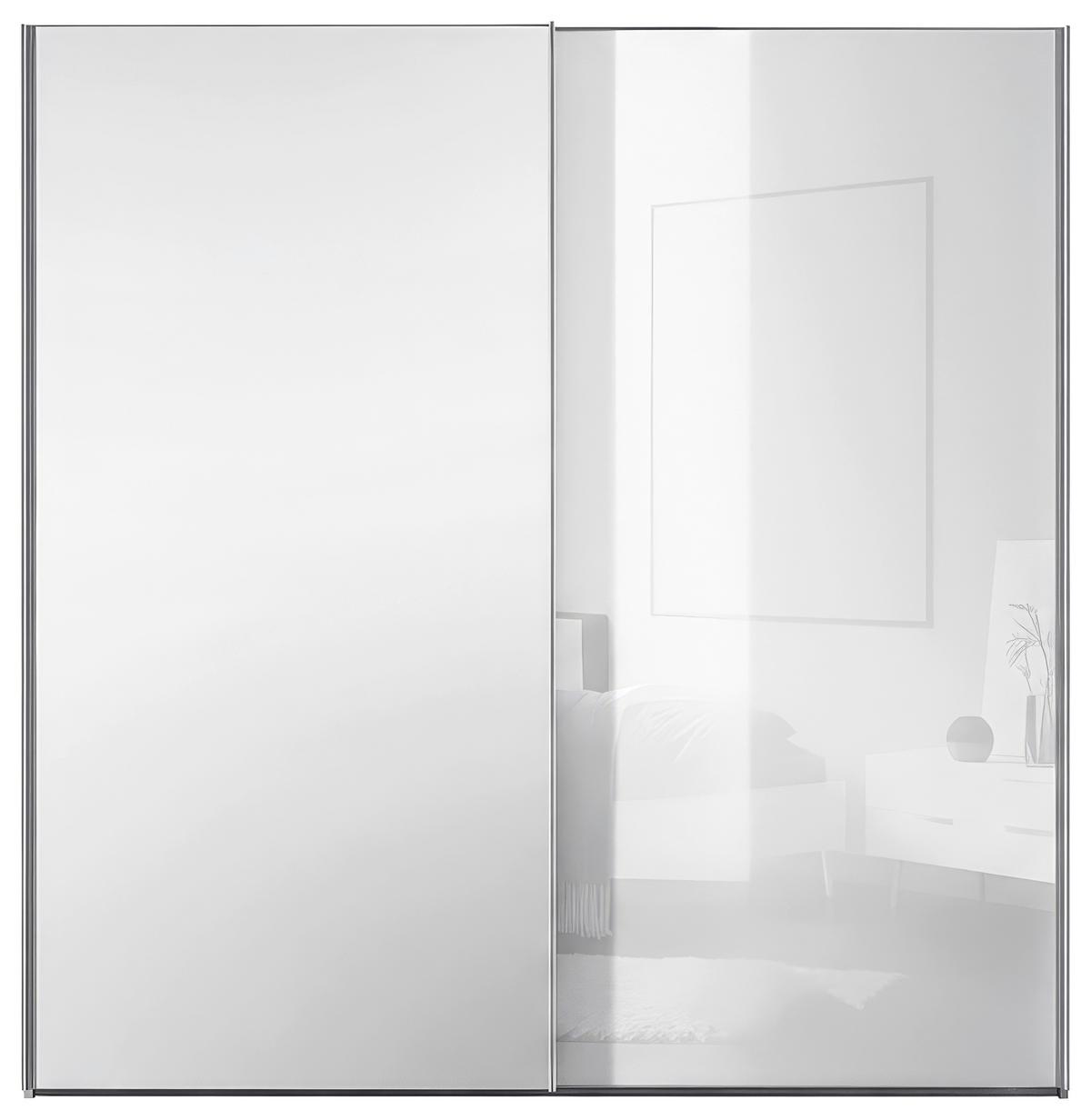 Schwebetürenschrank Lumos Weißglas Mit Spiegel, B: 200cm - Weiß, Trend, Glas/Holzwerkstoff (200/222/68cm) - Luca Bessoni