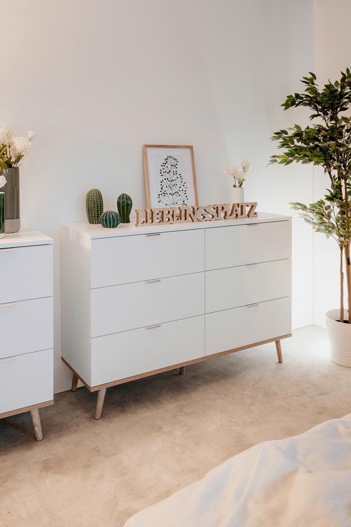 Kommode Göteborg Weiß/Sonoma Eiche B: 120 cm - Weiß/Sonoma Eiche, KONVENTIONELL, Holzwerkstoff (120/87/40cm) - MID.YOU