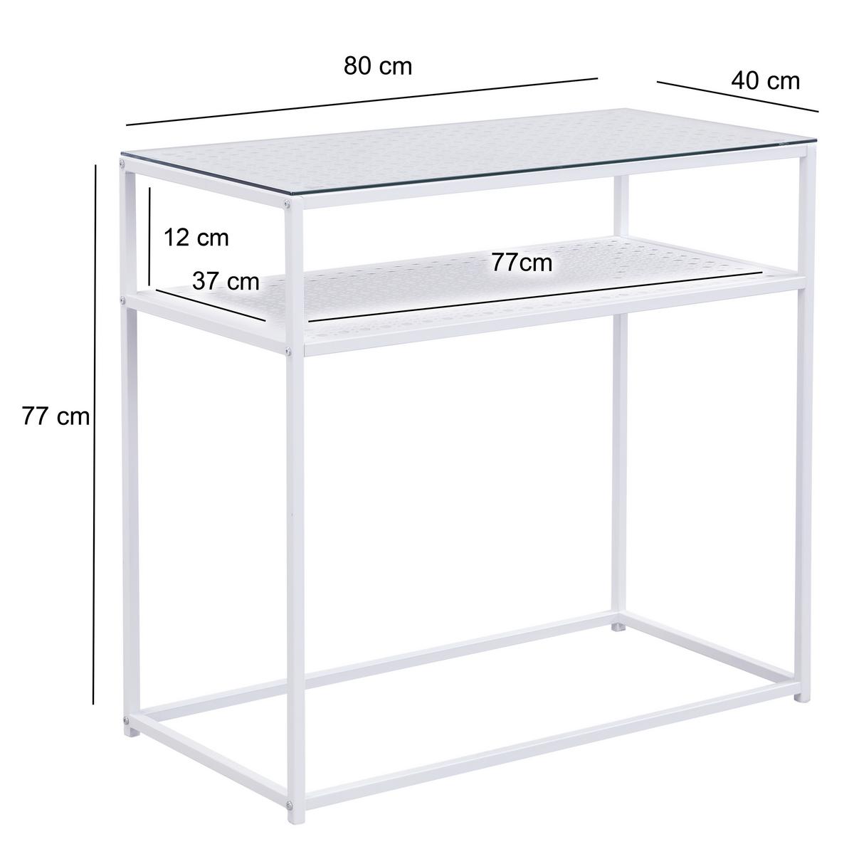KONSOLENTISCH Weiß B: 80 cm - Weiß, Design, Glas/Metall (80/40/77cm) - MID.YOU