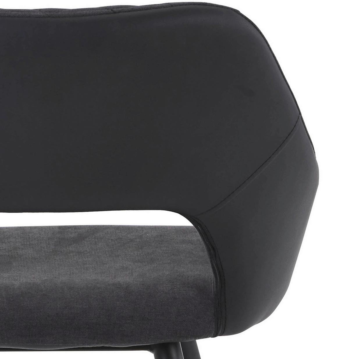 Armlehnstuhl Porto Anthrazit Lederlook Gepolstert 2er-Set - Anthrazit/Schwarz, MODERN, Textil/Metall (59/83/60cm) - MID.YOU