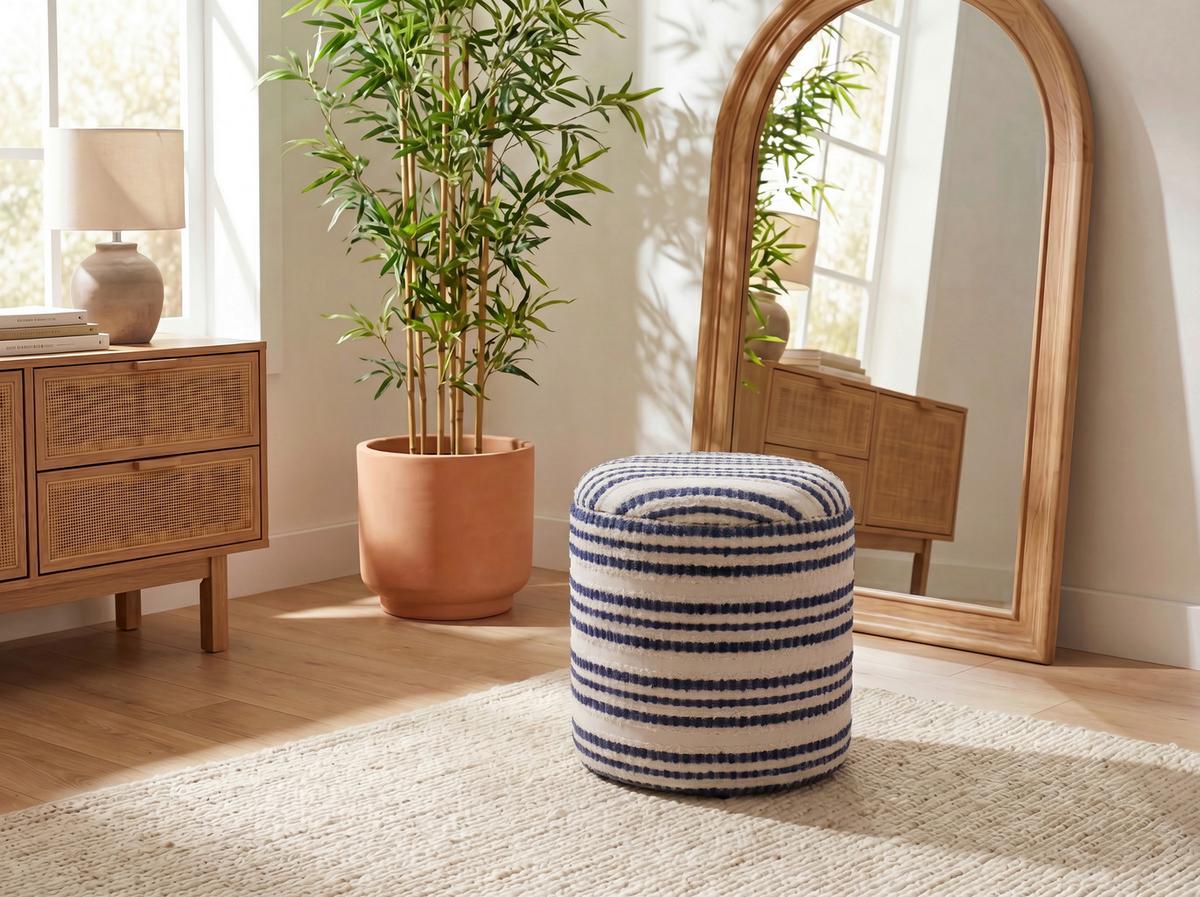 Taburet, š: 40 cm - béžová, Design, textil (40/45/40cm) - Livetastic