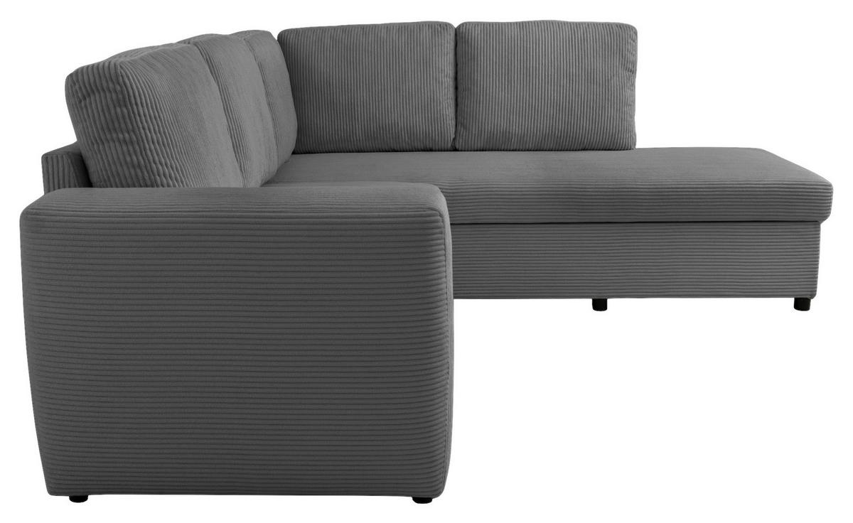 Ecksofa mit Schlaffunktion Toulouse anthrazit, 224x206cm - Anthrazit/Schwarz, Trend, Holz/Holzwerkstoff (224/206cm)