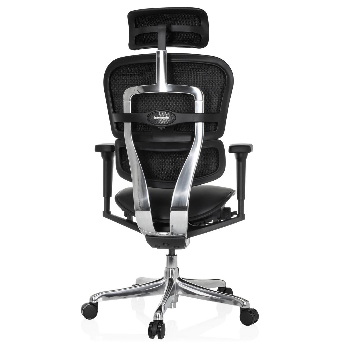 Drehstuhl Schwarz B: 65 Cm - Silberfarben/Schwarz, MODERN, Leder/Kunststoff (65/114-132/60cm) - MID.YOU