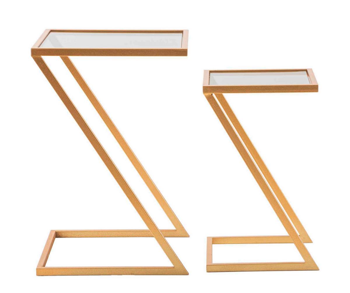 Couchtisch Set2pcs Goldfarben B: 40 Cm - Goldfarben, Basics, Glas/Metall (40/60/40cm)
