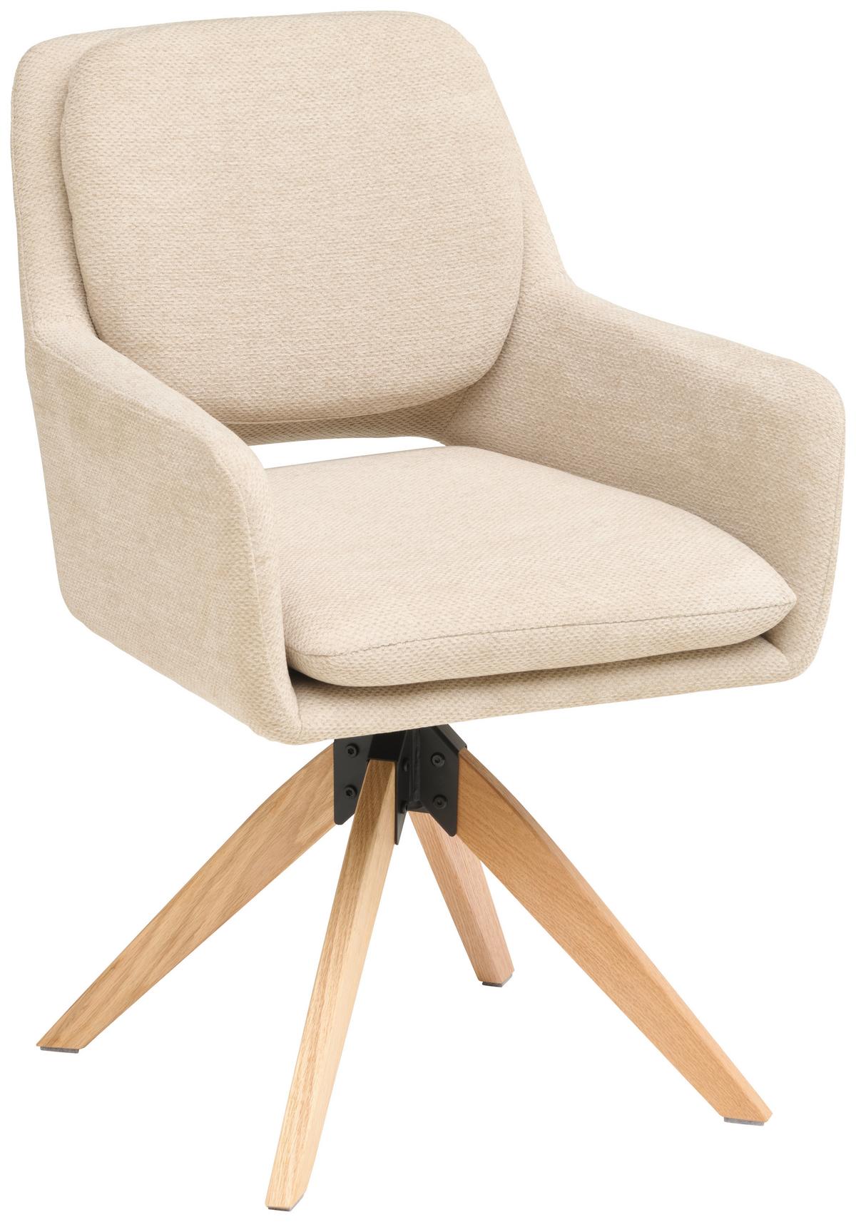Armlehnstuhl Marley Webstoff Beige, B: 59 cm - Beige/Naturfarben, KONVENTIONELL, Holz/Textil (59/89/65cm) - Livetastic