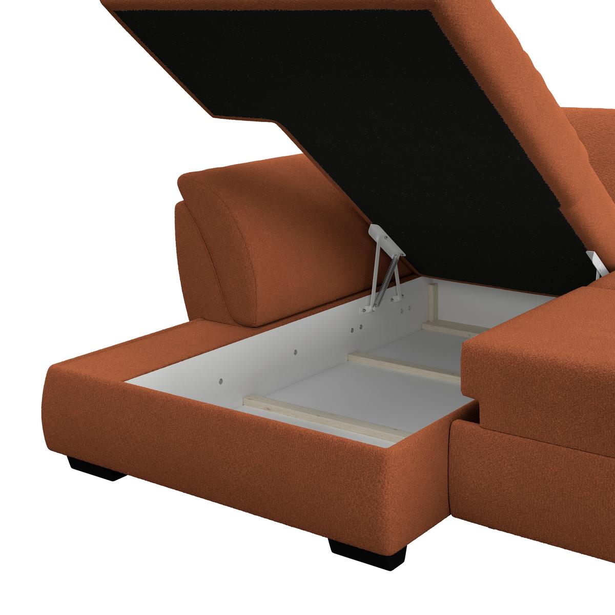 Rohová sedačka BERISSO, ľavá, terakota - čierna/terakotová, Konventionell, textil/plast (187/278cm) - Ondega