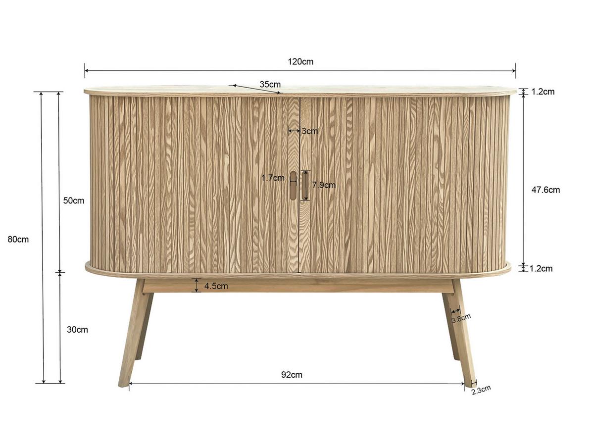 Komoda Skandy - prírodná farba, Modern, drevo/kompozitné drevo (120/80/35cm) - Premium Living