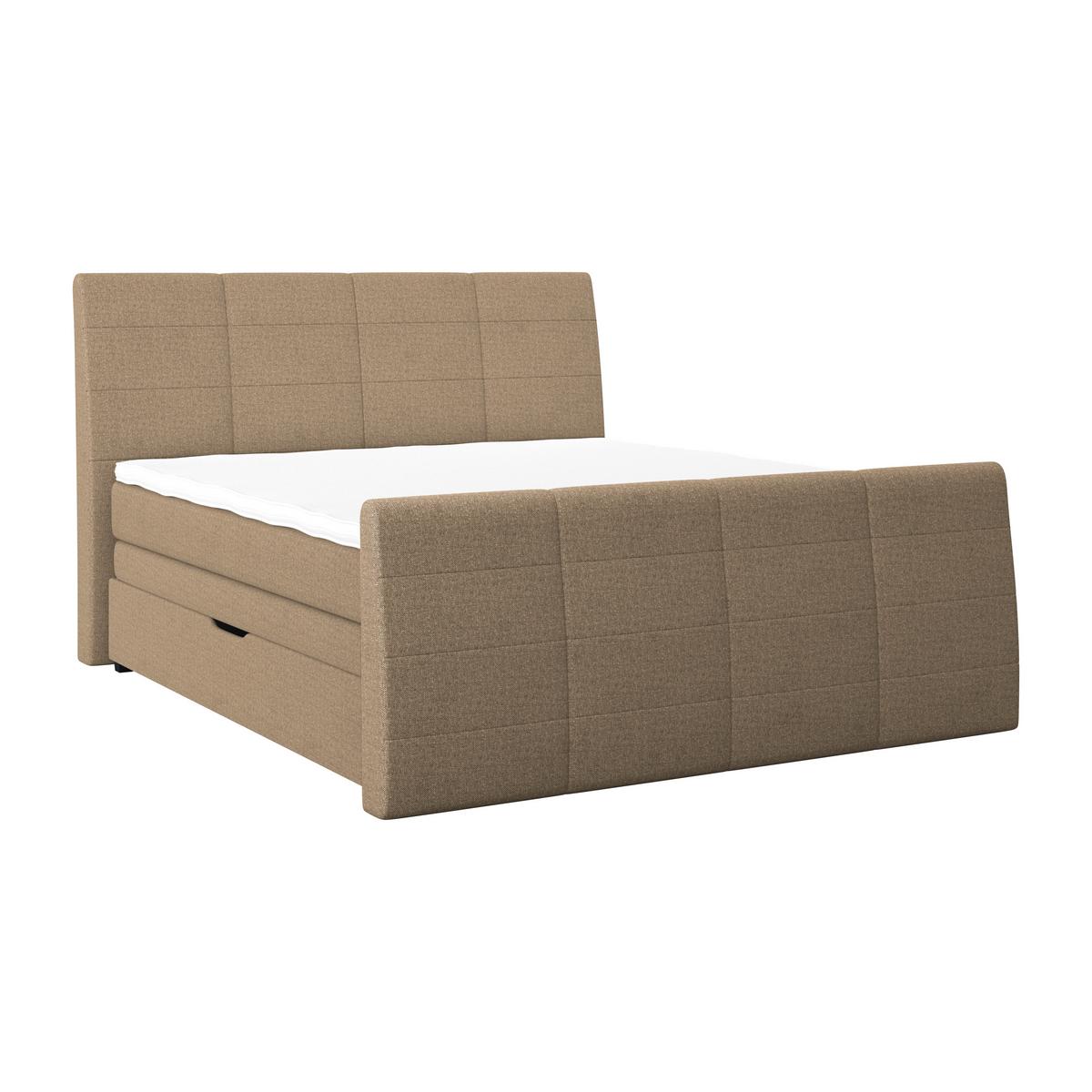 Boxspringbett Mit Topper & Bettkasten 180x200 Libra - Hellbraun/Schwarz, KONVENTIONELL, Textil (180/200cm)