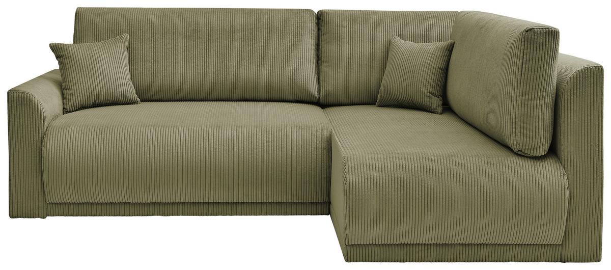 Rohová sedačka KIM L160, oboustr.,olivově zel.manšestr - černá/olivově zelená, Moderní, dřevo/textil (233/160cm)