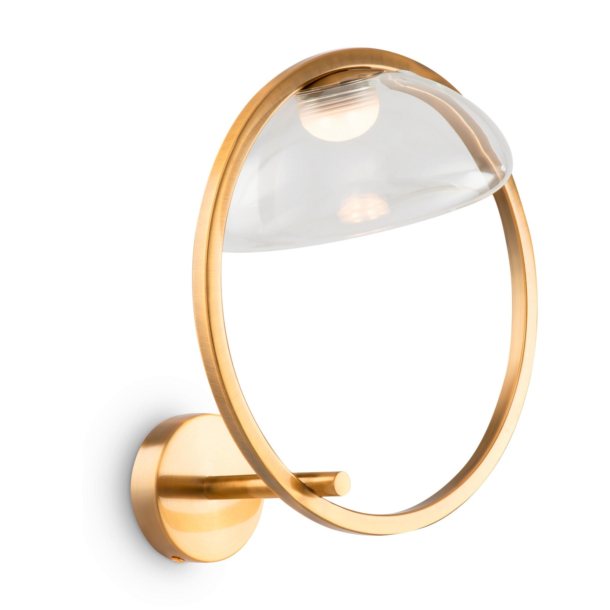 Wandleuchte Lunare - Transparent/Messingfarben, Trend, Glas/Metall (35/32/22cm) - MAYTONI