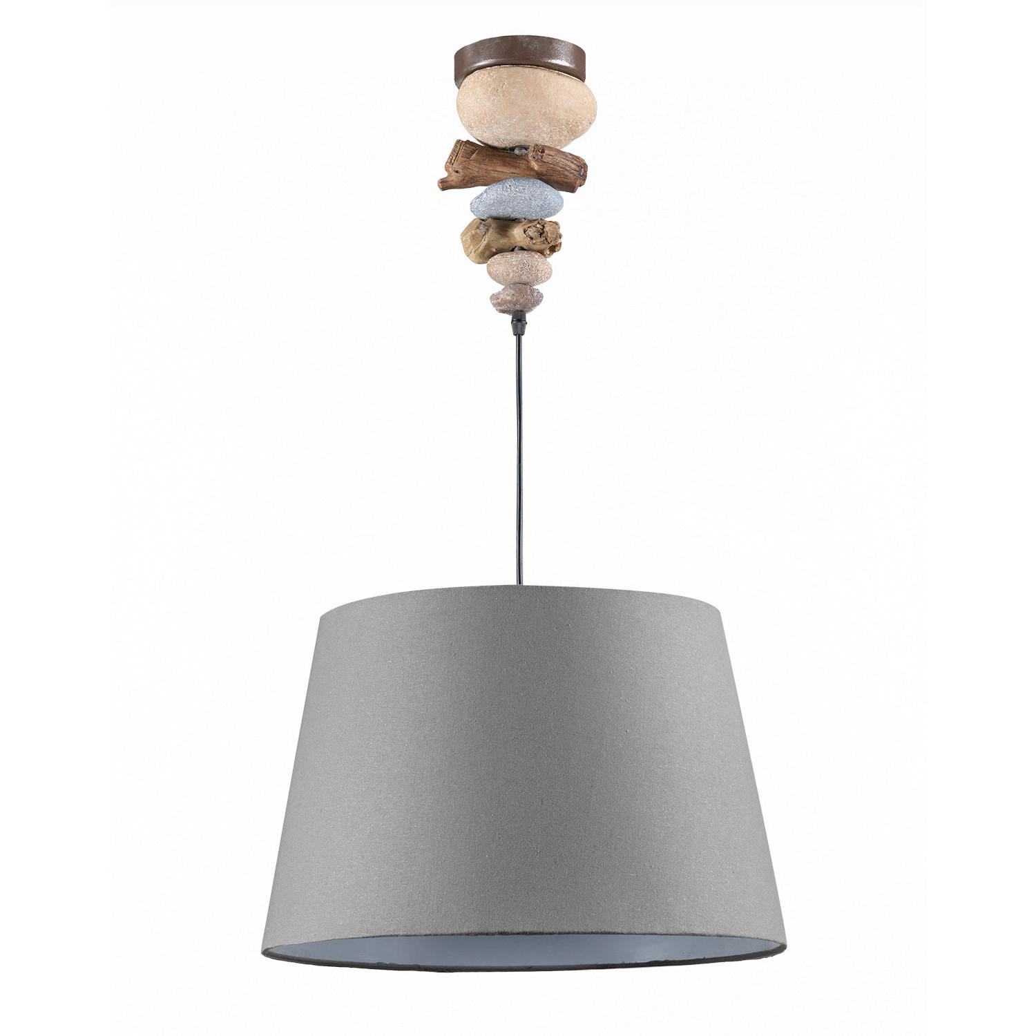 Hängeleuchte 4897/s - Blaugrau, Natur, Textil/Stein (45/90cm)
