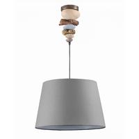Hängeleuchte 4897/s - Blaugrau, Natur, Textil/Stein (45/90cm)