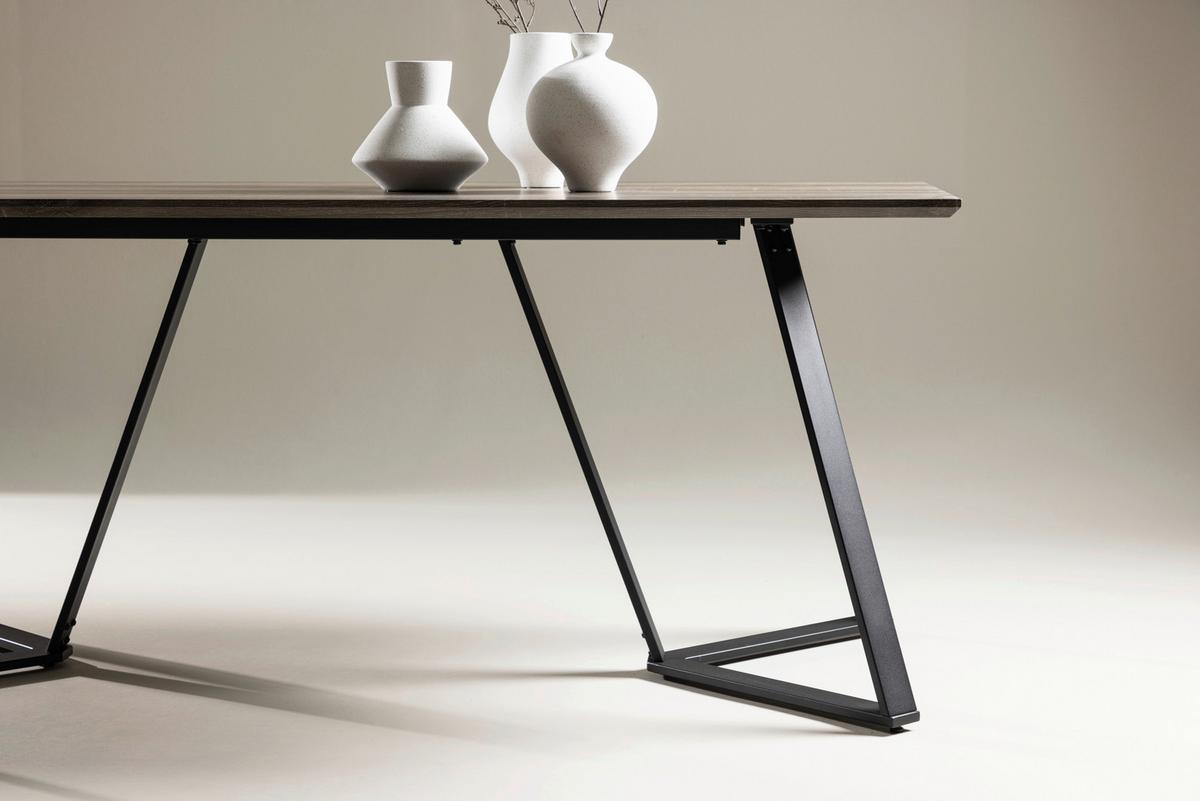 Esstisch Marina - Schwarz/Grau, Design, Holzwerkstoff/Metall (180/90/75cm) - Livetastic