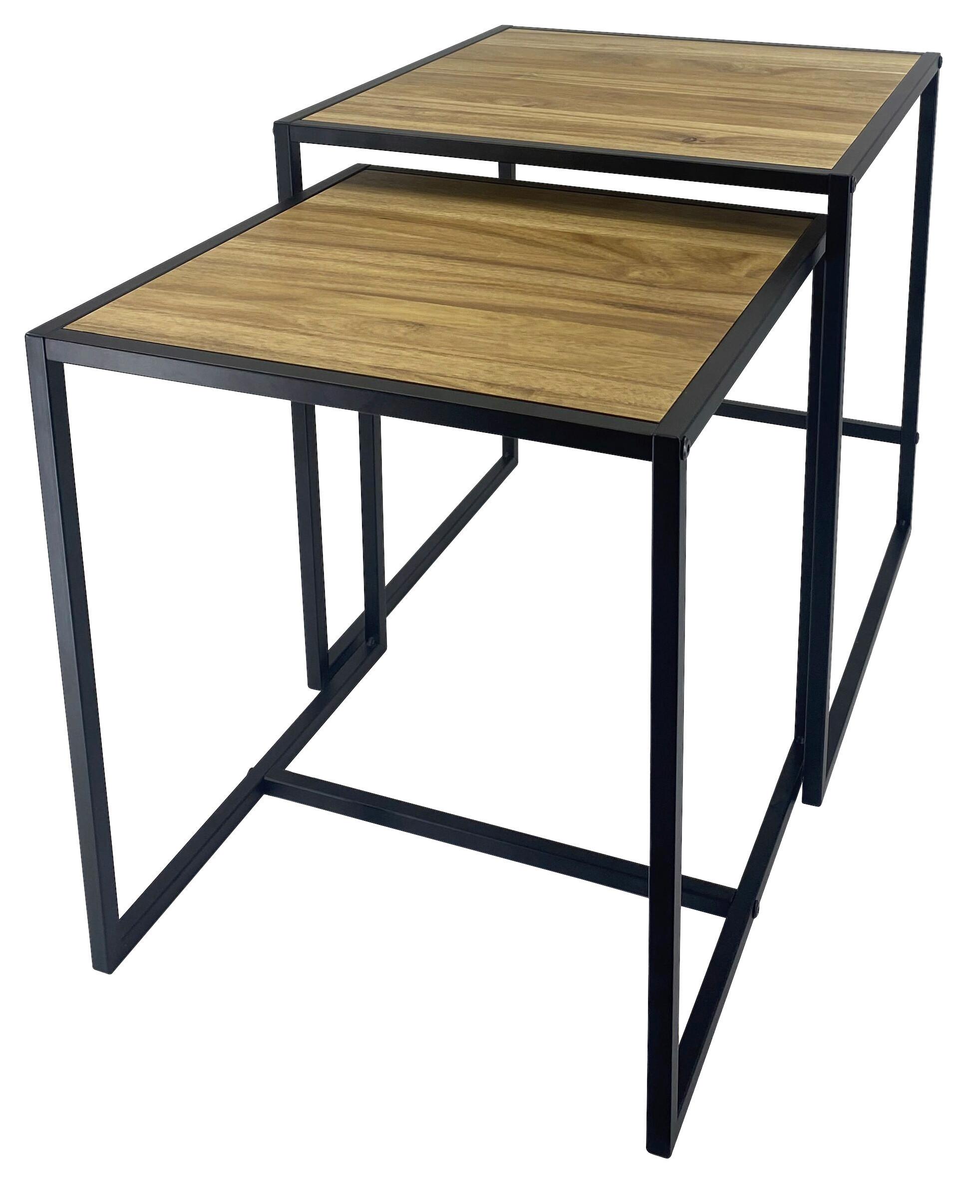 Kisasztal Szett Duos - akáciaszínű/fekete, Modern, faalapú anyag/fa (45/50/45cm)