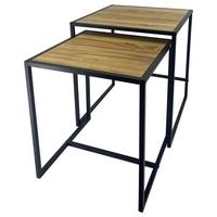 Kisasztal Szett Duos - akáciaszínű/fekete, Modern, faalapú anyag/fa (45/50/45cm)