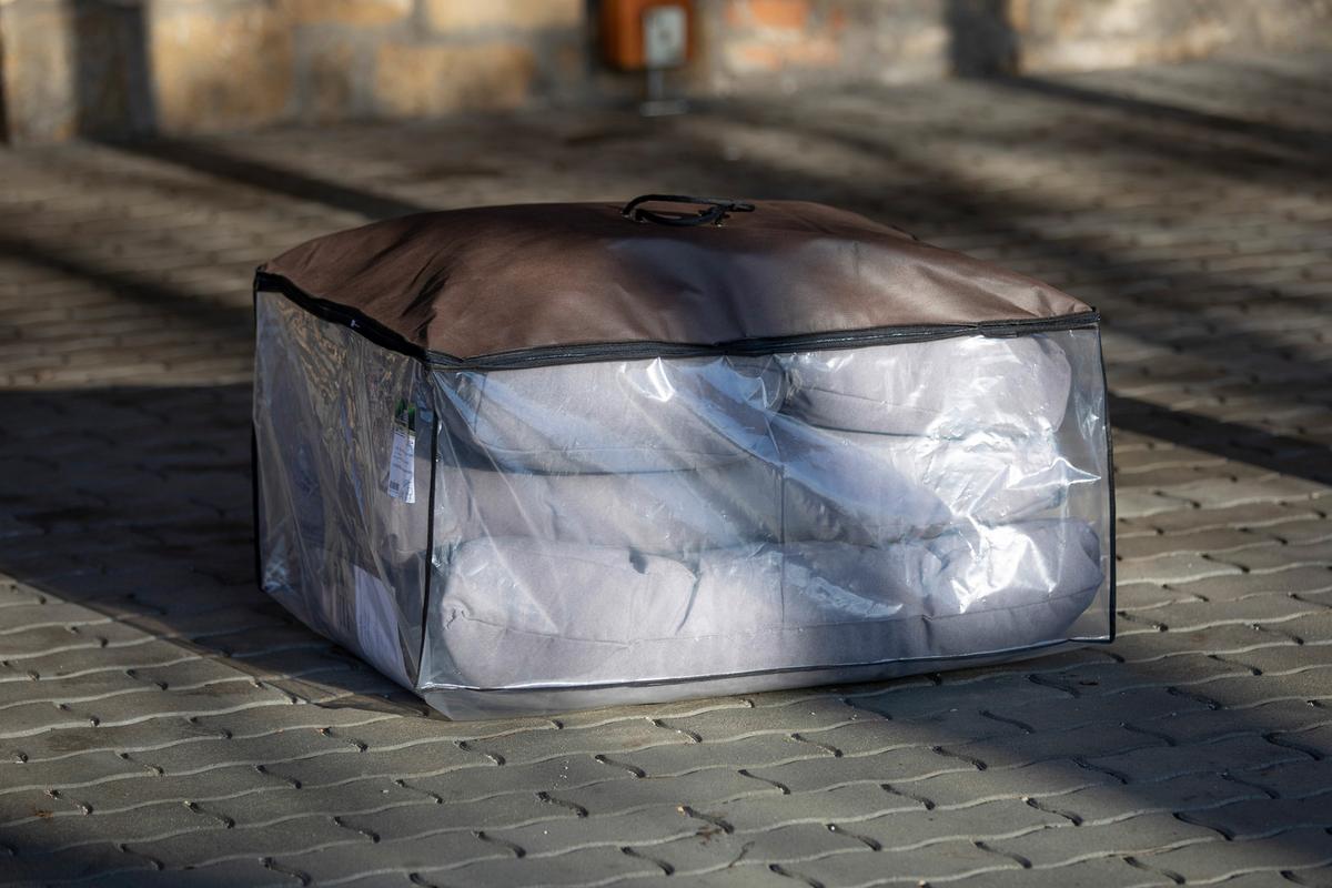 Auflagentasche für Palettenkissen 40x87x60 cm - Taupe/Transparent, Basics, Textil (40/87/60cm) - Acamp