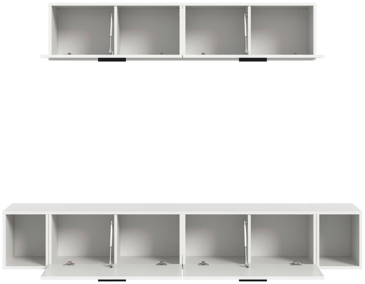 Wohnwand, The ONE 8, B: 150 cm Weiss - Schwarz/Weiß, Trend, Holzwerkstoff (150/92/34cm)