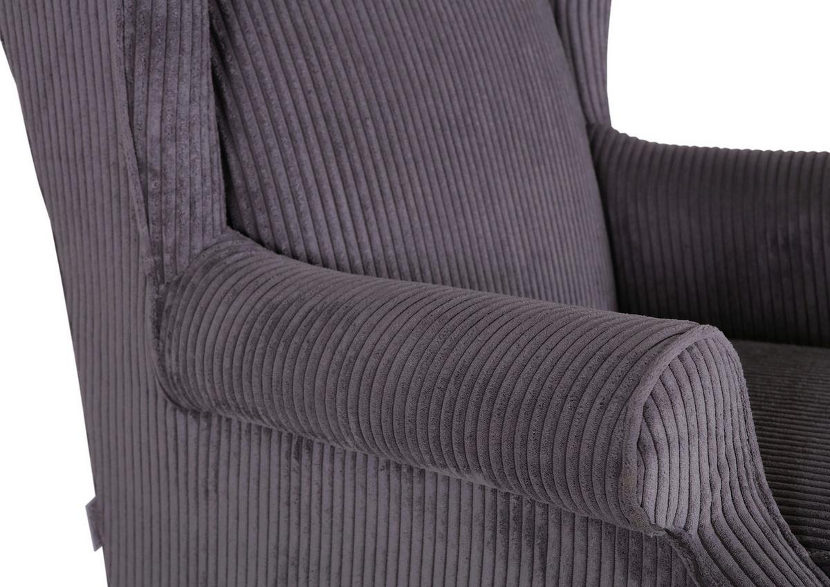 Kreslo - ušiak VIOLA, tmavosivý menčester - čierna/tmavosivá, drevo/textil (82/95/85cm) - Mömax