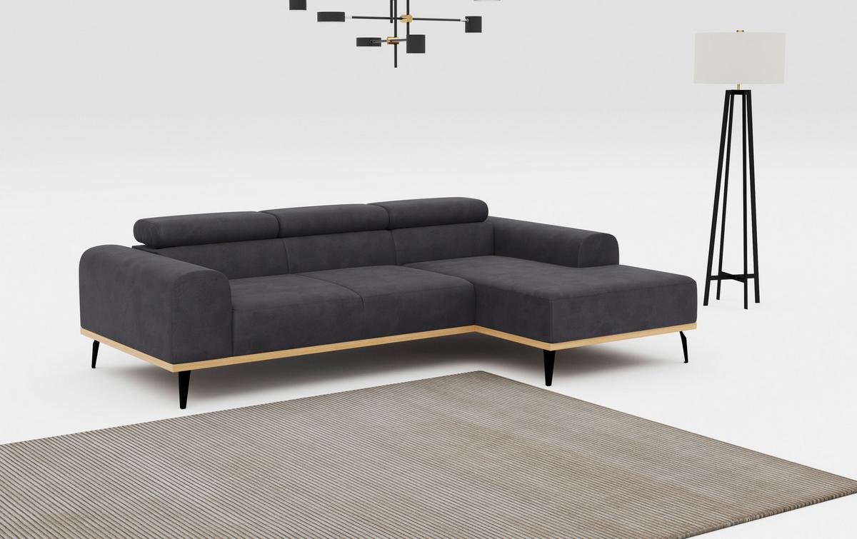 Ecksofa Schwarz Mit Sitzvorzug S: 244x157 cm - Schwarz, KONVENTIONELL, Textil (244/157cm) - Cotta