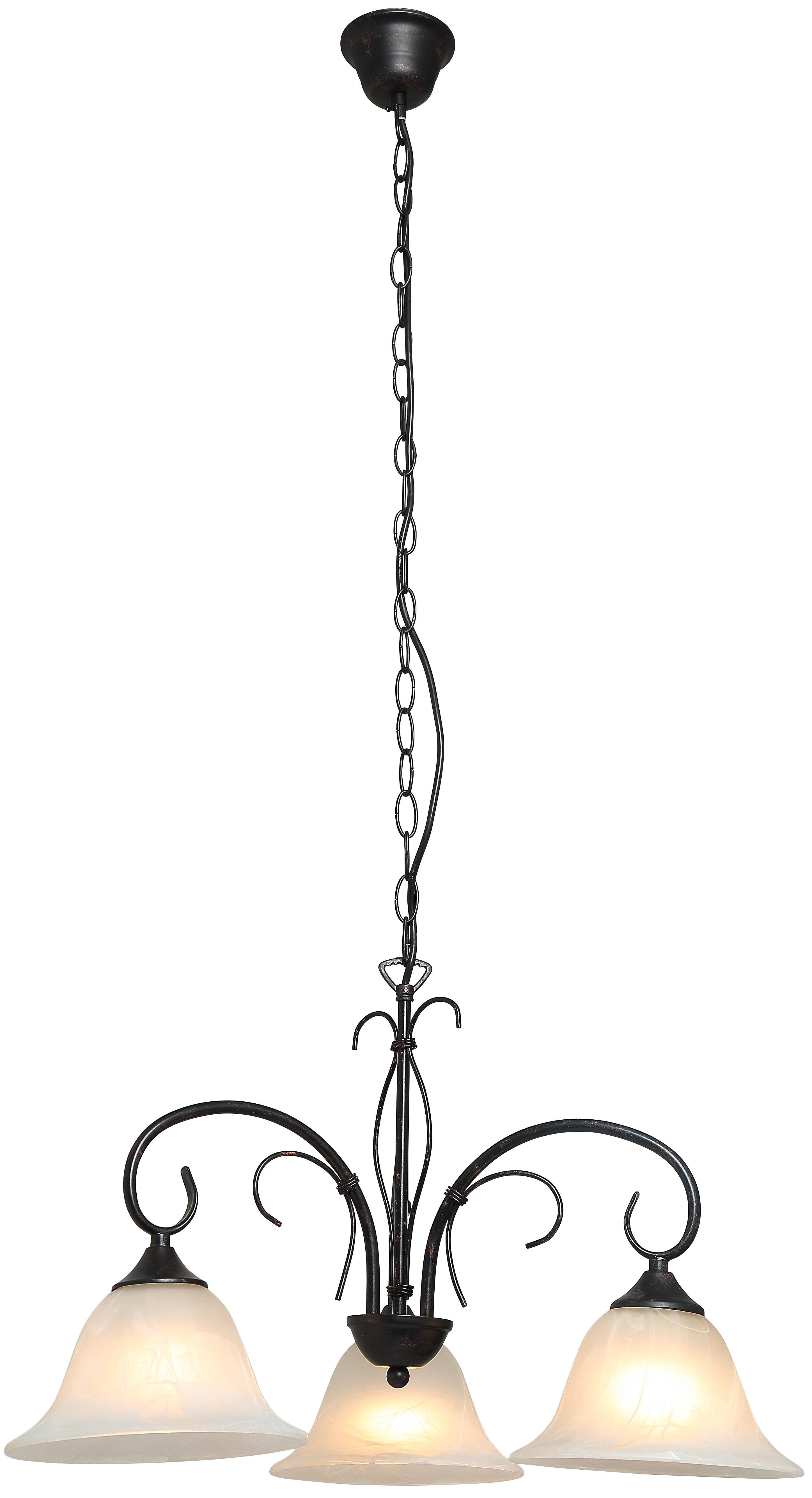 Hängeleuchte Olga H: 115 Cm 3-Flammig Mit Glasschirmen - Rostfarben/Weiß, ROMANTIK / LANDHAUS, Glas/Metall (55/115cm) - James Wood